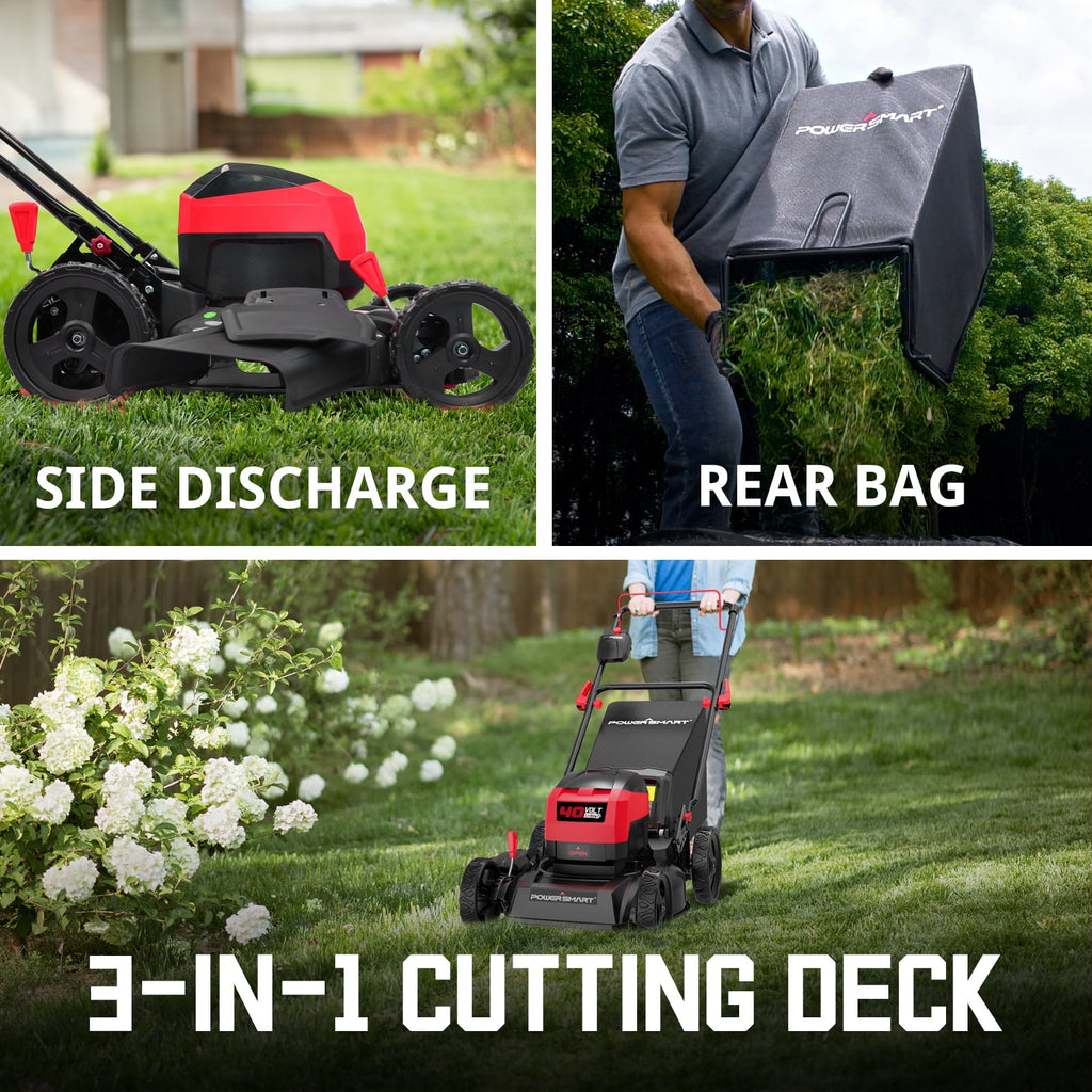 PowerSmart 40V 4.0Ah 17 Cordless Push Lawn Mower, with 3-in-1 Options
