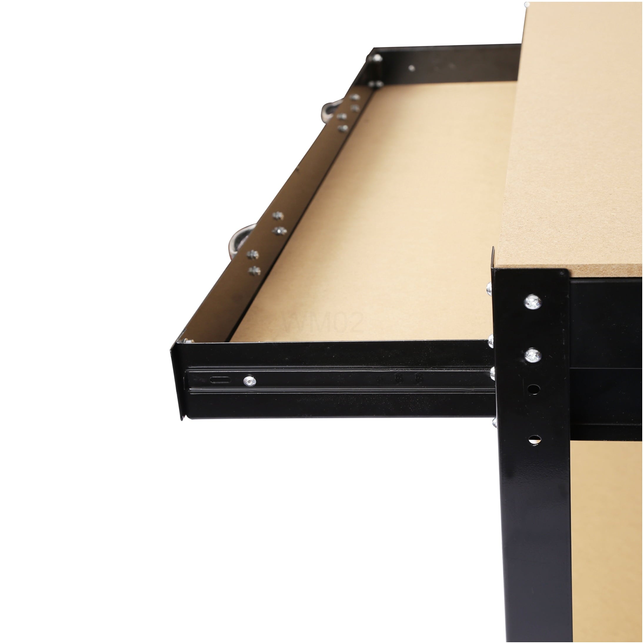 Heavy-Duty Black Workbench with Tool Storage, 300Lbs Capacity, Steel Frame & MDF Top for Garage Workshop