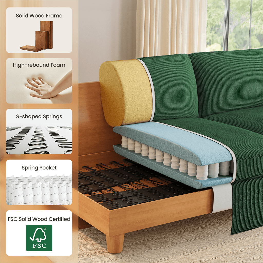 87 Sofa, Comfy Cloud Couch, Upholstered Couch for Living Room, Green