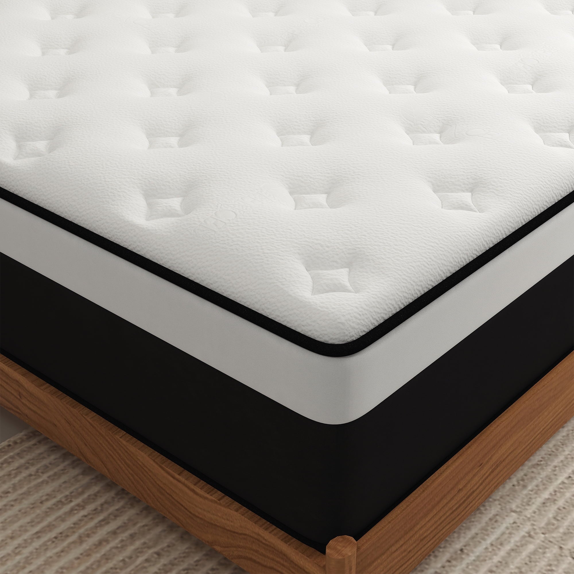 Kviwasha 12 inch Queen Mattress in a Box, Hybrid Gel Memory Foam with Individually Wrapped Pocket Coils, Medium Firm, Pressure Relief, Cooling Sleep Support for Adult