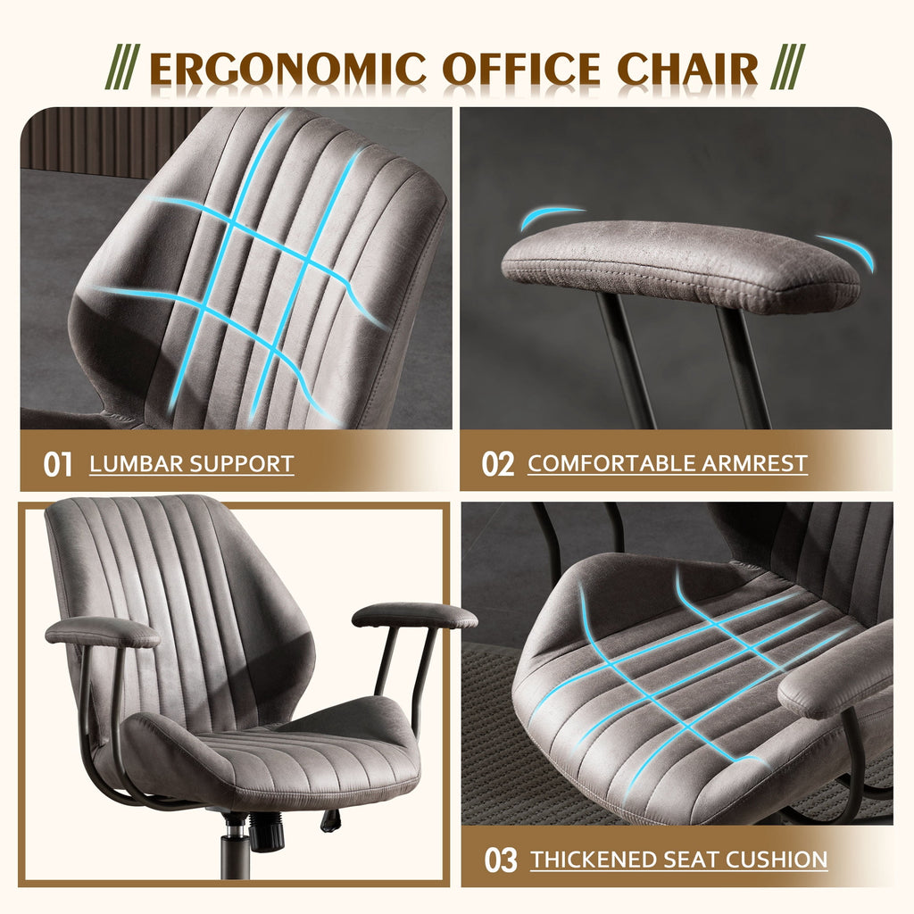 Toject Ergonomic Office Chair, High Back Big Comfy Home Office Chair with Lumbar Support, Mid-Century Modern Computer Executive Office Chair, Brown