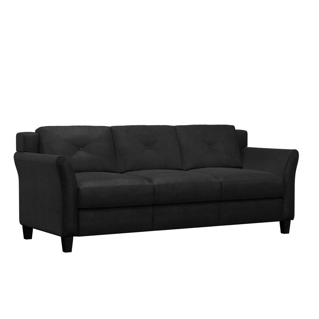 Lifestyle Solutions Taryn Curved Arms Sofa, Black Fabric