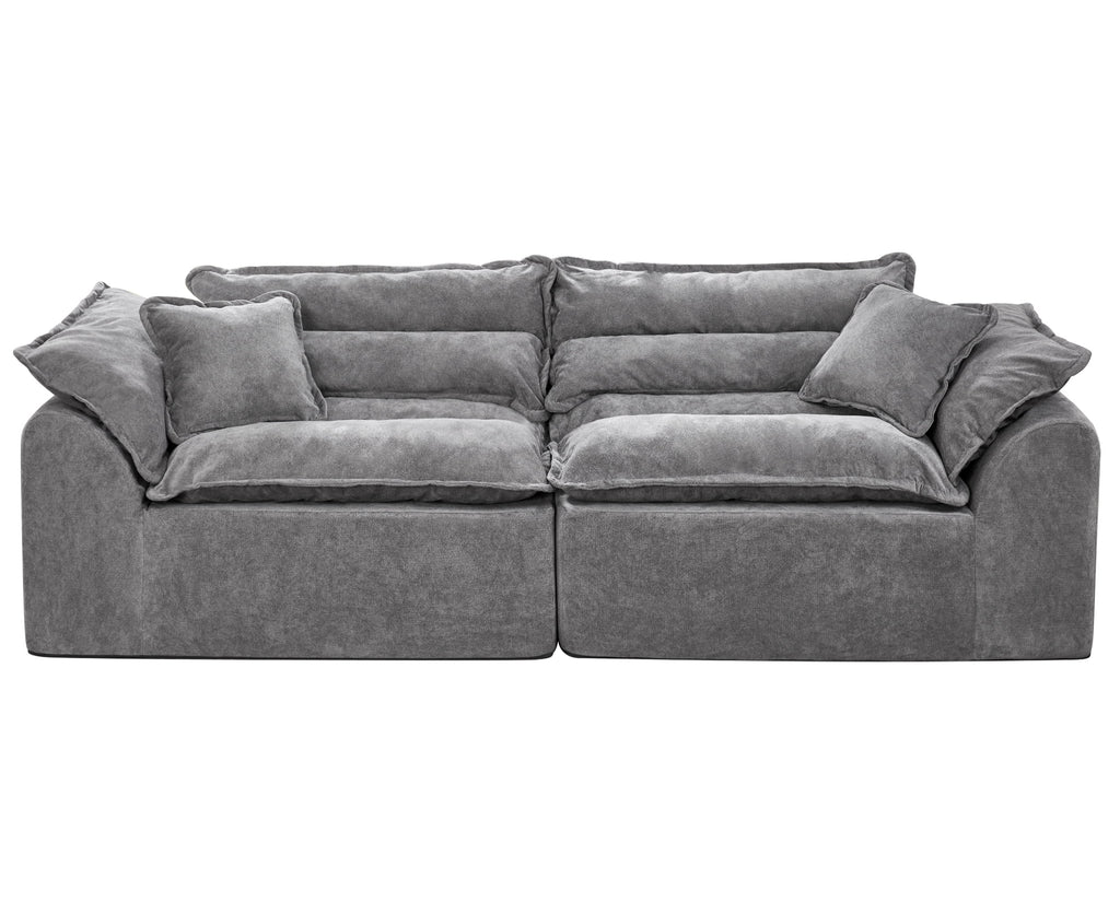 2-Seater Modular Sectional Sofa, Comfy Loveseat with Throw, Deep Seat Memory Foam Small Couches for Small Space, Living Room Apartment, Dark Grey
