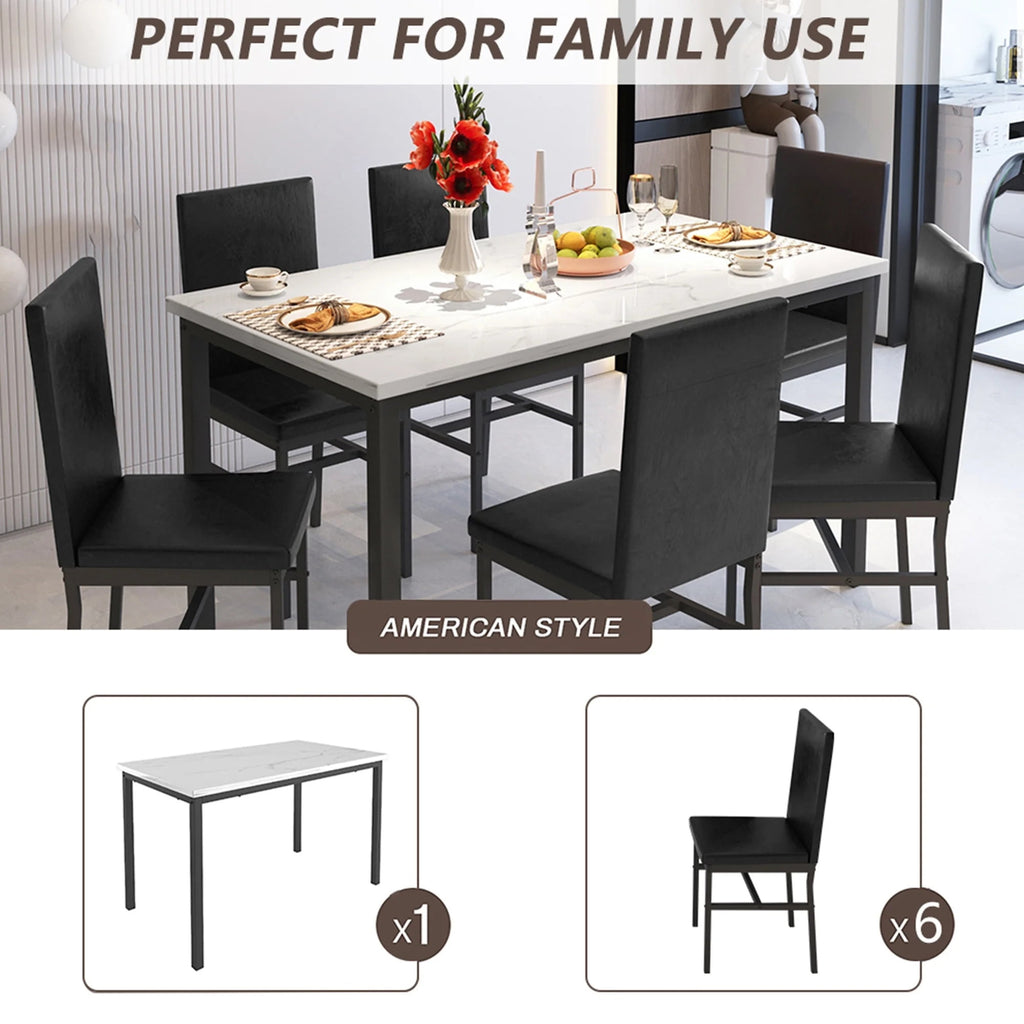 SYNGAR 5 Piece Dining Set, Modern Dining Table and Chairs Set for 4, Kitchen Dining Table Set with Faux Marble Tabletop & 4 Upholstered Chairs, for Small Space, Breakfast Nook, D9224