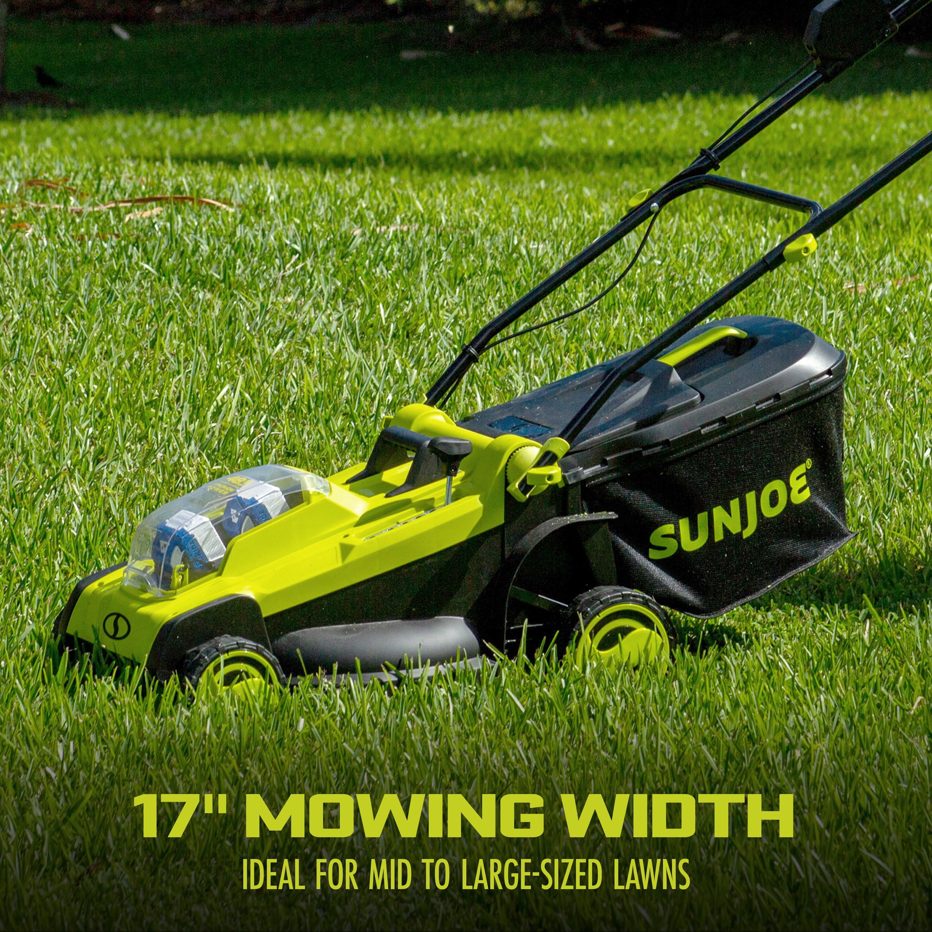 Sun Joe 24V Cordless Push Reel Lawn Mower, Battery Powered Grass Cutter for Yard, 15-Inch