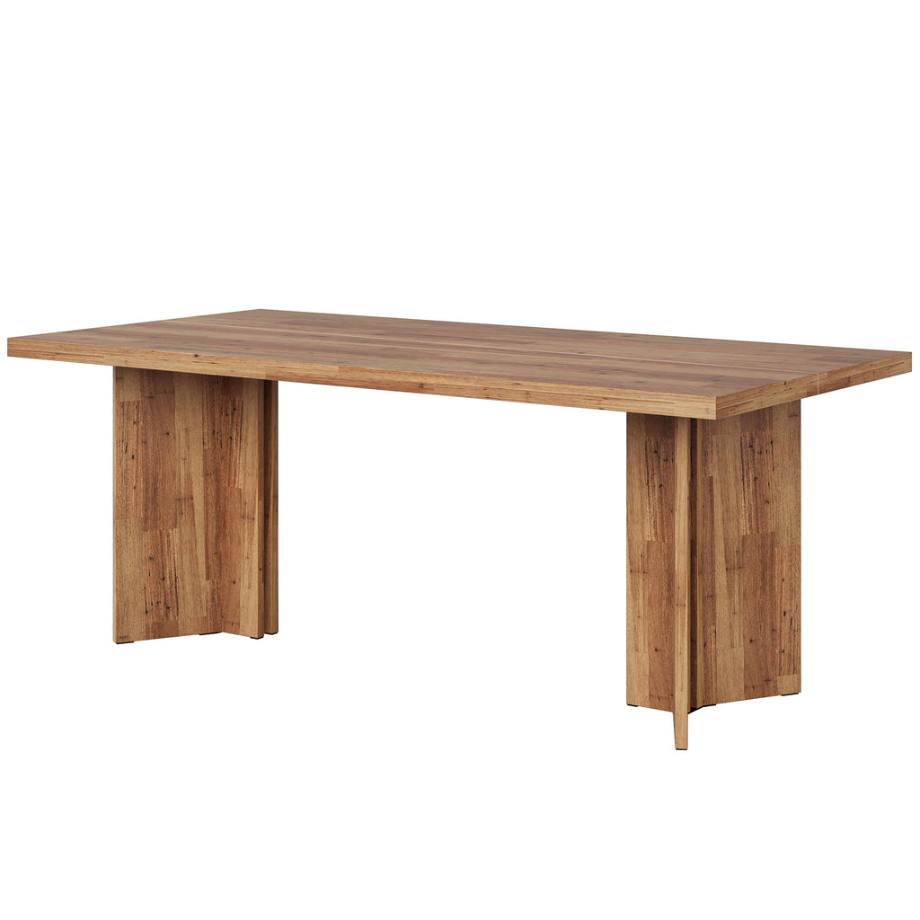 Fnova 63 Rectangular Modern Dining Table, Wooden Modern Kitchen Table for 6 People for Dining Room, Warm Brown (Chairs Not Included)