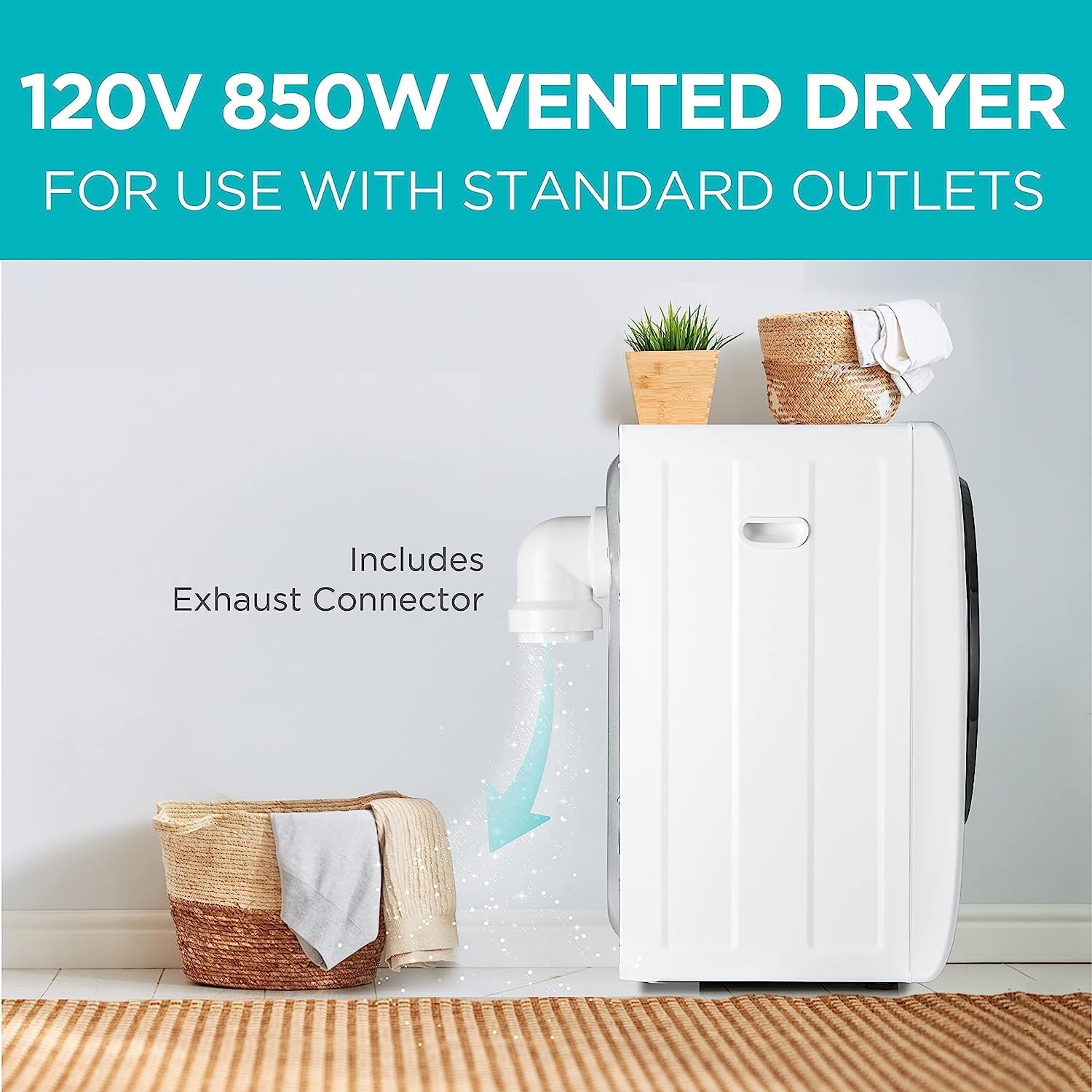 BLACK+DECKER BCED26 Compact Dryer for Standard Wall Outlet, Small, 5 Modes, Load Volume 8.8 lbs., White