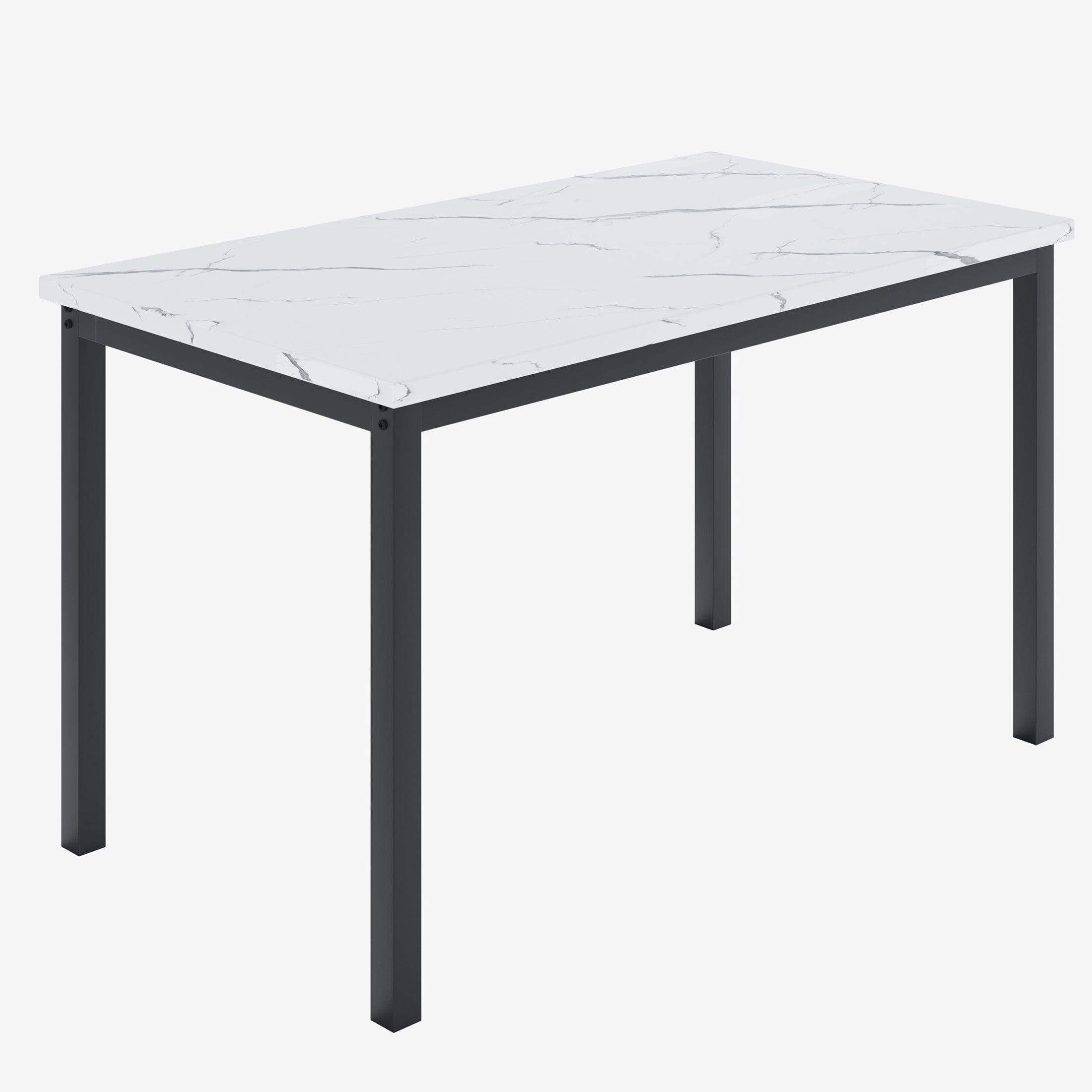 UHOMEPRO Dining Table Set for 4, 5 Piece Dining Room Table Set with Gray Velvet Upholstered Chairs, White Faux Marble Pattern Rectangle Kitchen Table Set for Breakfast Nook Small Space