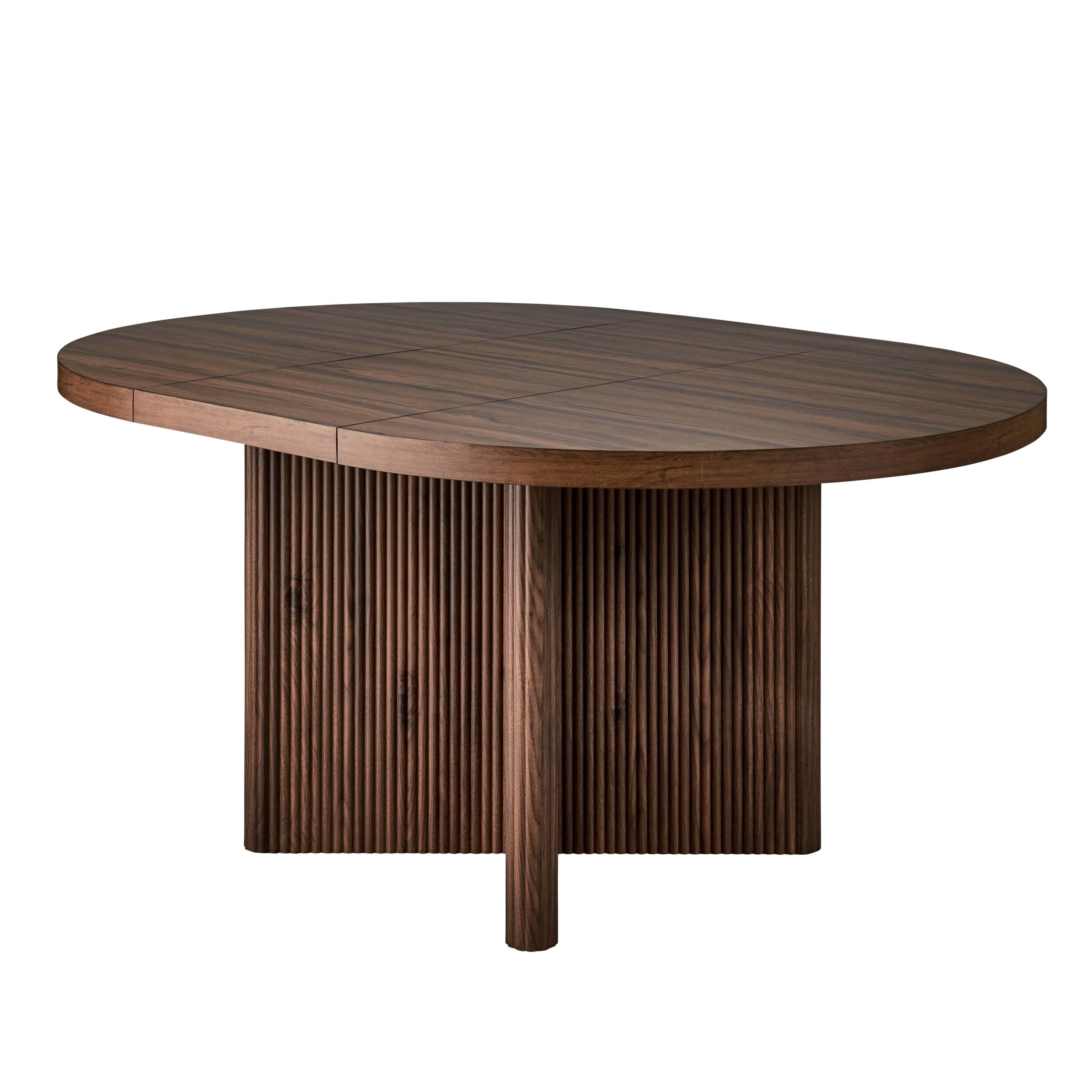 Better Homes & Gardens Lillian Fluted Round Expandable Dining Table, Walnut Finish