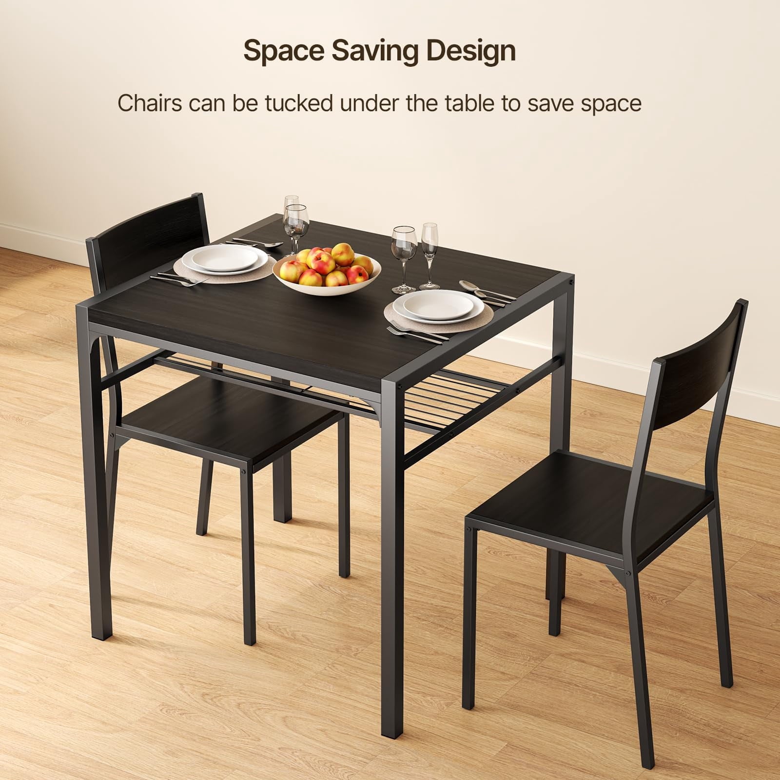 Aiho 7-Piece Dining Table Set for 6, Space-Saving Kitchen Table with Chairs, Compact Dining Furniture for Small Spaces & Apartments, Retro