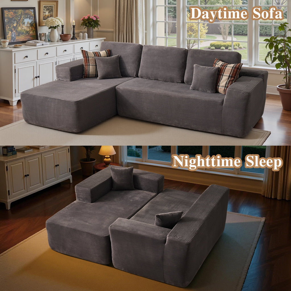 Ovios 106 Cloud Sofa Couch No Assembly Boneless Deep Seat Sofa for Living Room, Black (Corduroy)
