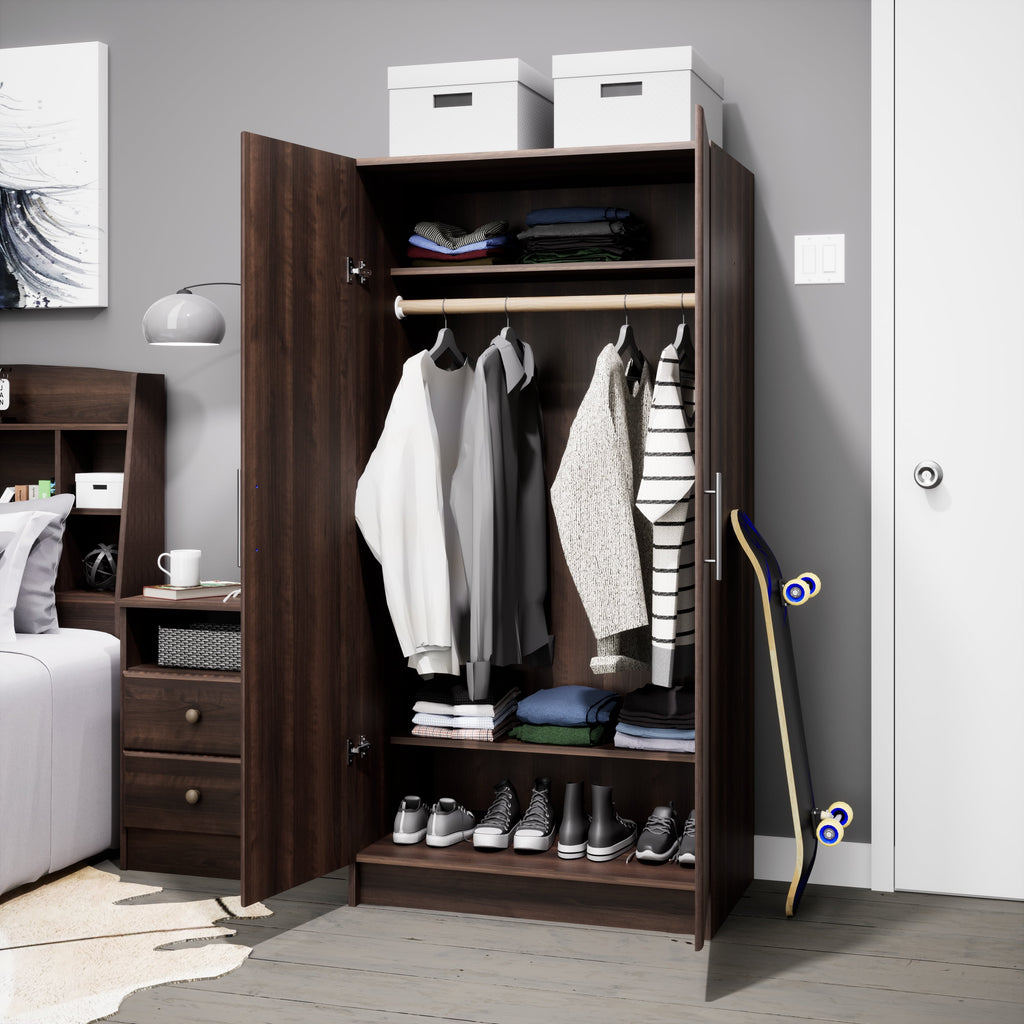 Prepac Armoir, Elite 32W x 35H x 20D White Wardrobe Closet & Cabinet - Functional Clothes Storage with Hanging Rail, Armoire Wardrobe - WEW-3264