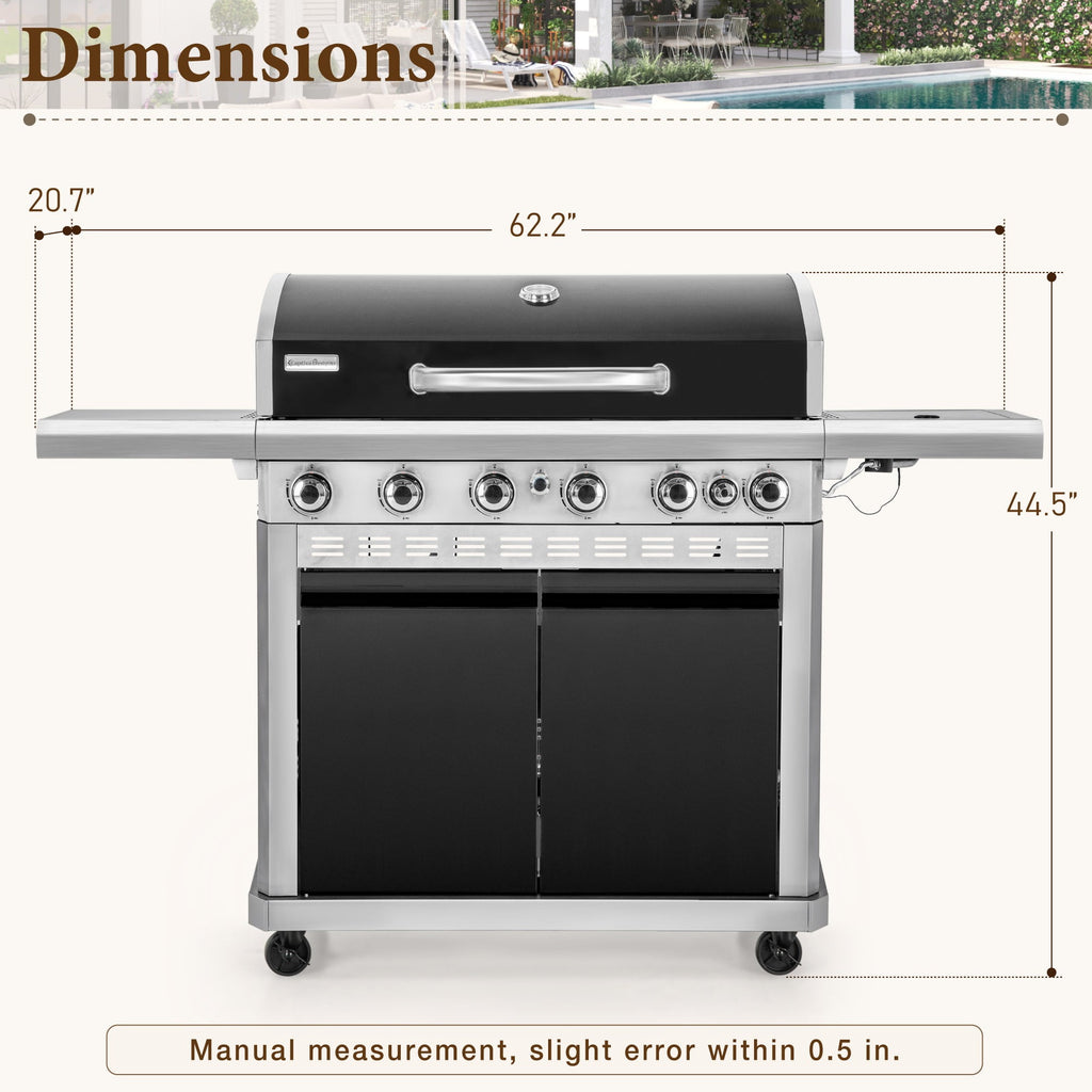 MF Studio 4 Burner Propane Gas Grill and Griddle Combo with Side Burner BBQ Grill - Black