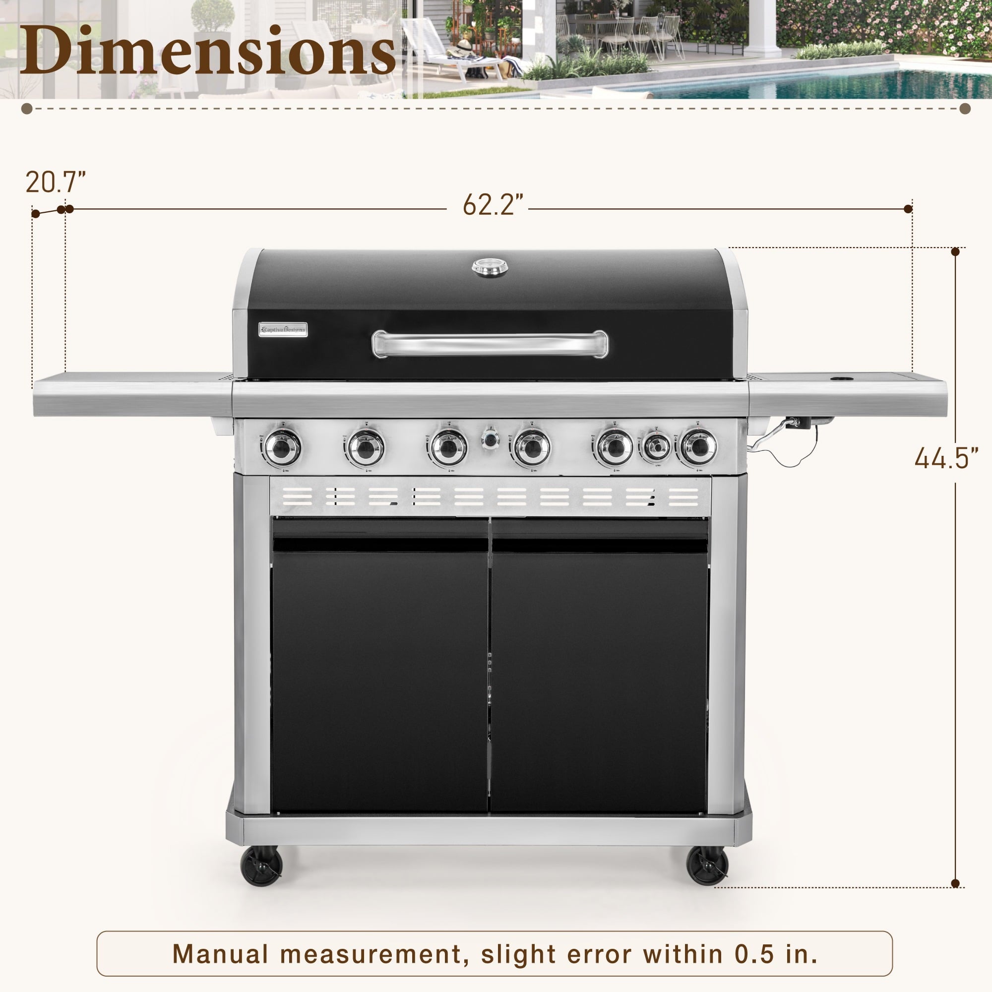 MF Studio 4 Burner Propane Gas Grill and Griddle Combo with Side Burner BBQ Grill - Black