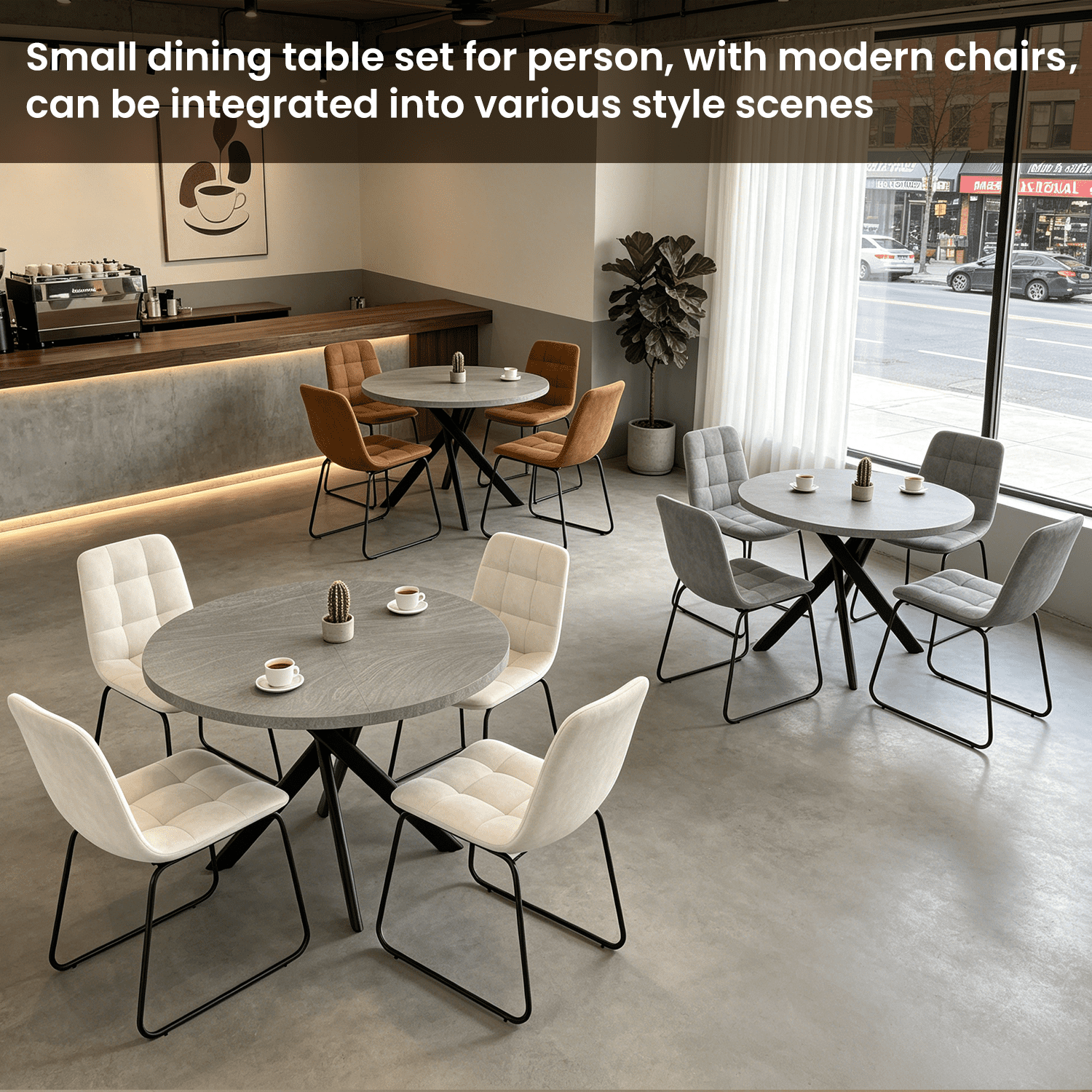 43.5 Round Dining Table for 4, Space Saving Kitchen Table with Metal Legs, Mid Century Modern Dining Table for Dining Living Room Apartment Small Space