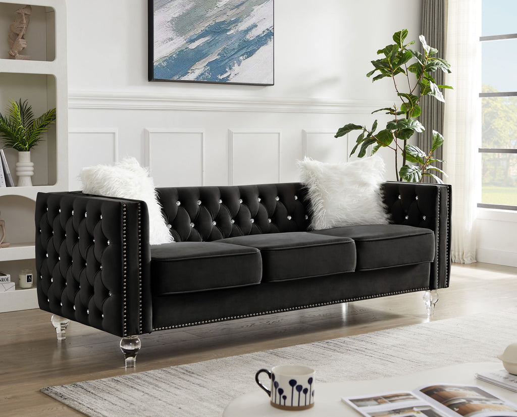 Gewnee 86.6 Modern Sofa Couch,Teddy Velvet 3 Seaters Comfy Couch with Deep Seat for Living Room,2 Pillows,Beige