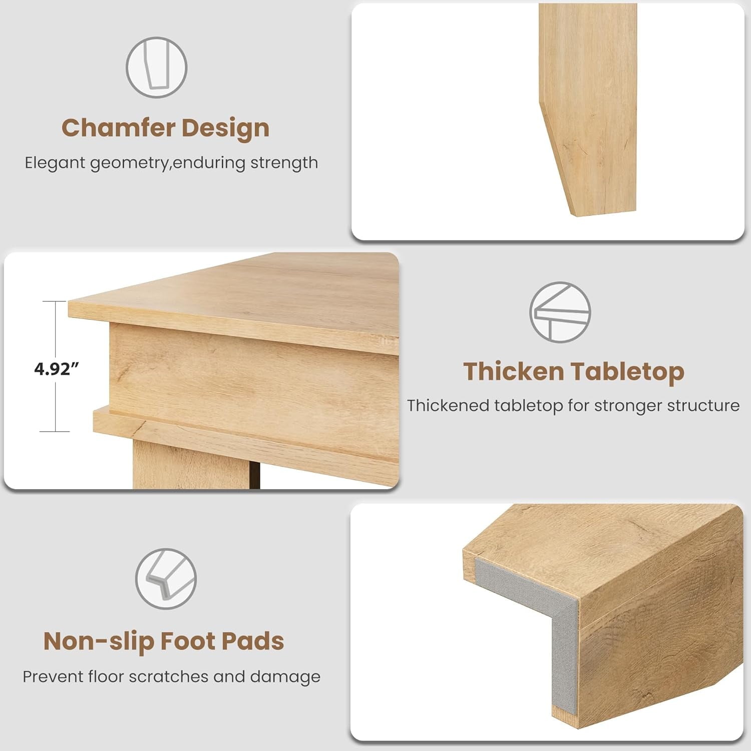 Farmhouse Dining Table for 6-8 People, Versatile Modern Wooden Dinner Table Kitchen Table for Dining Room Conference Room