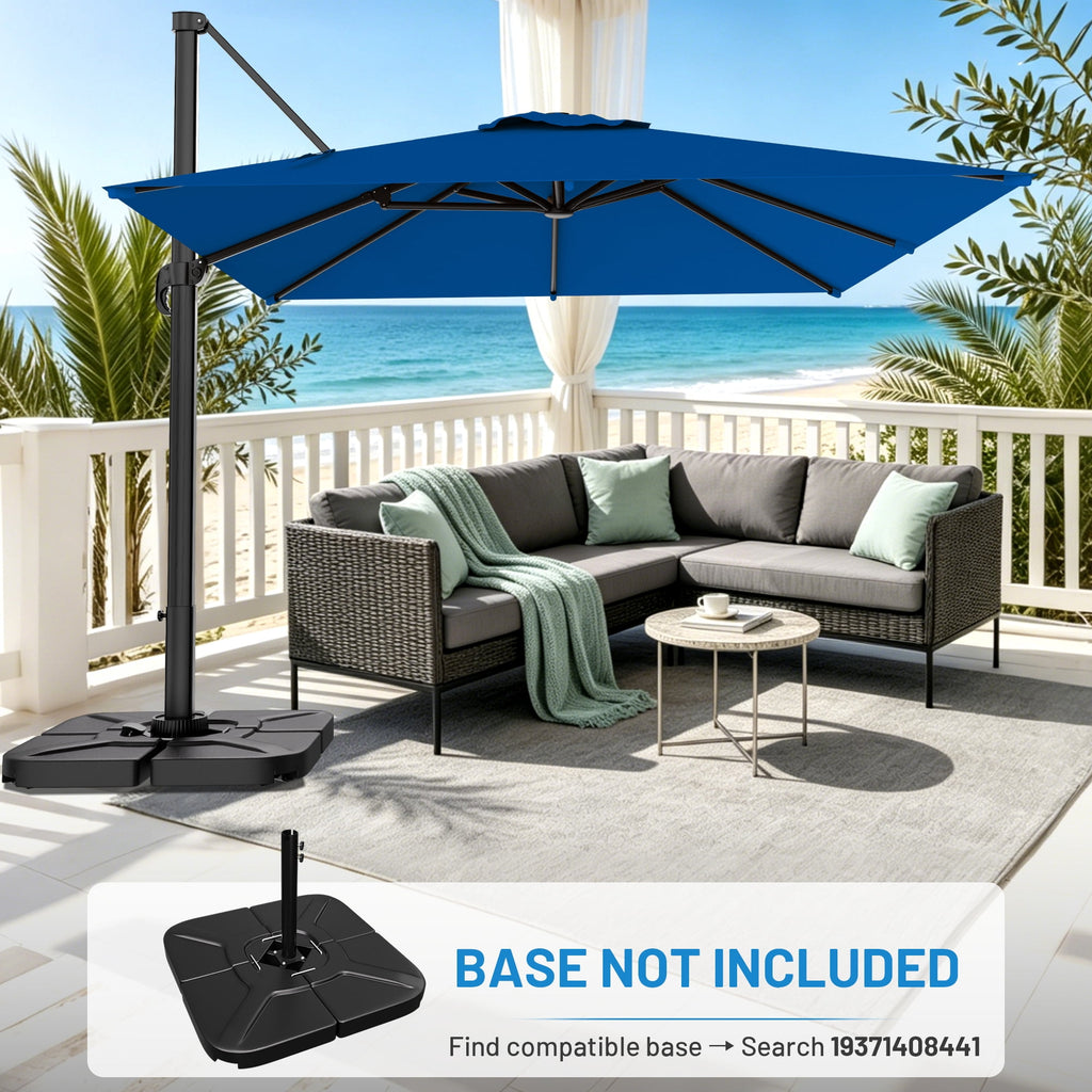 Easthome 10 × 10FT Square Cantilever Patio Umbrella, 360° Rotating Offset Umbrella with Crank, 8 ribs, Outdoor Hanging Roman Umbrella for Garden Deck Backyard, Red