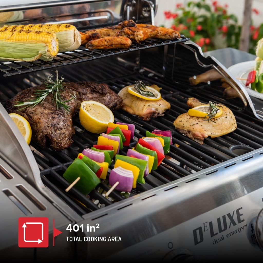Nexgrill Deluxe 2-Burner Gas Grill with 401 SQ In Grate, 28000 BTUs, Stainless Steel Control Panel & Foldable Side Table, Propane BBQ Grill for Outdoor Cooking, Patios, Backyards and More -720-0864R