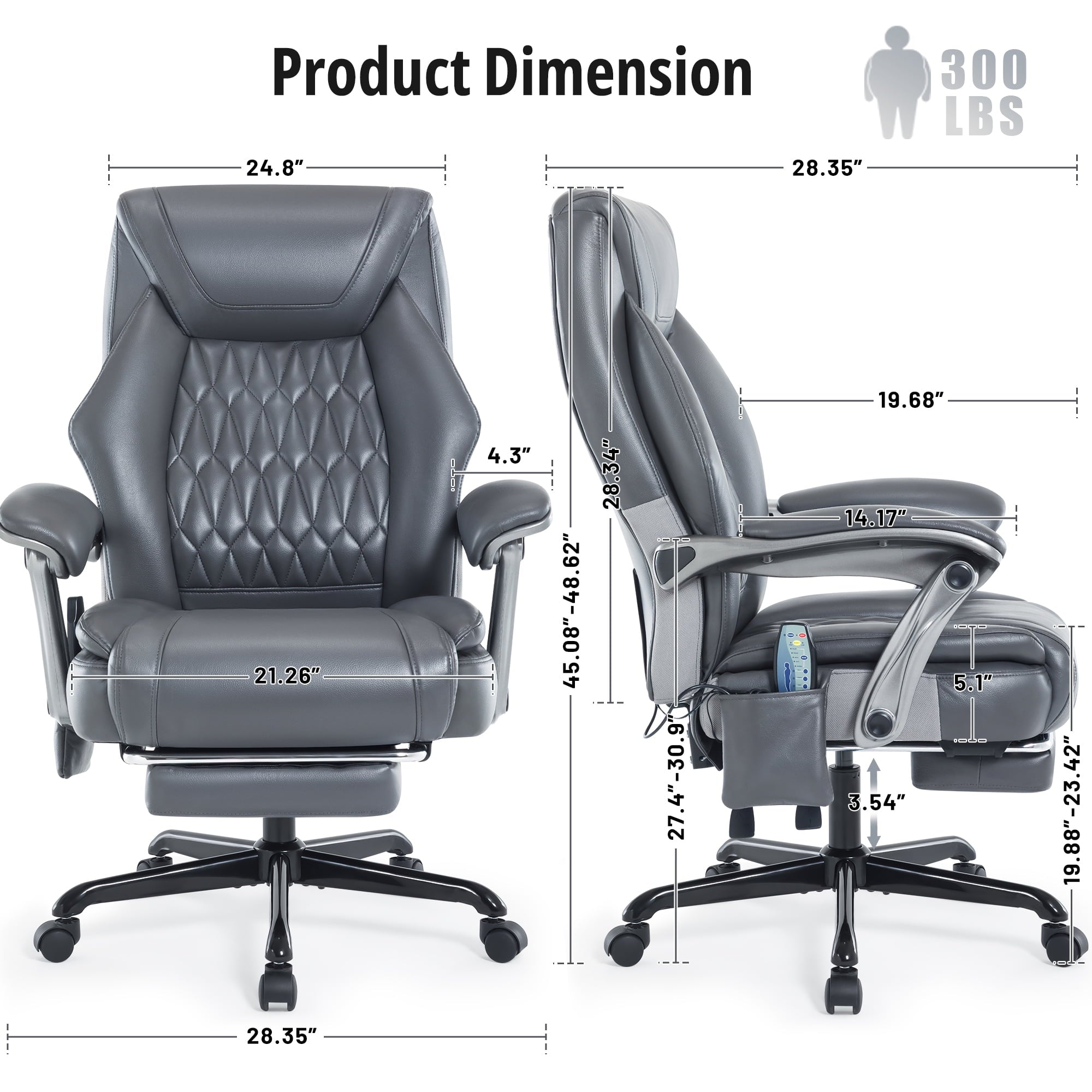 Heated Massage Office Chair with 6 Points Vibration, Reclining Ergonomic Desk Chair with Footrest for Extra Comfort, PU Leather High Back Executive Computer Chair, Thick Padded Massage Chair