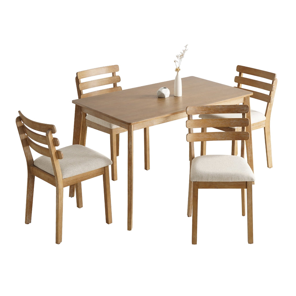 KithKasa Rectangular Dining Table Set for 4 , Kitchen Table and Chairs for 4, 5 Piece Space Saving Wood Kitchen & Dining Room Tables Set Furniture