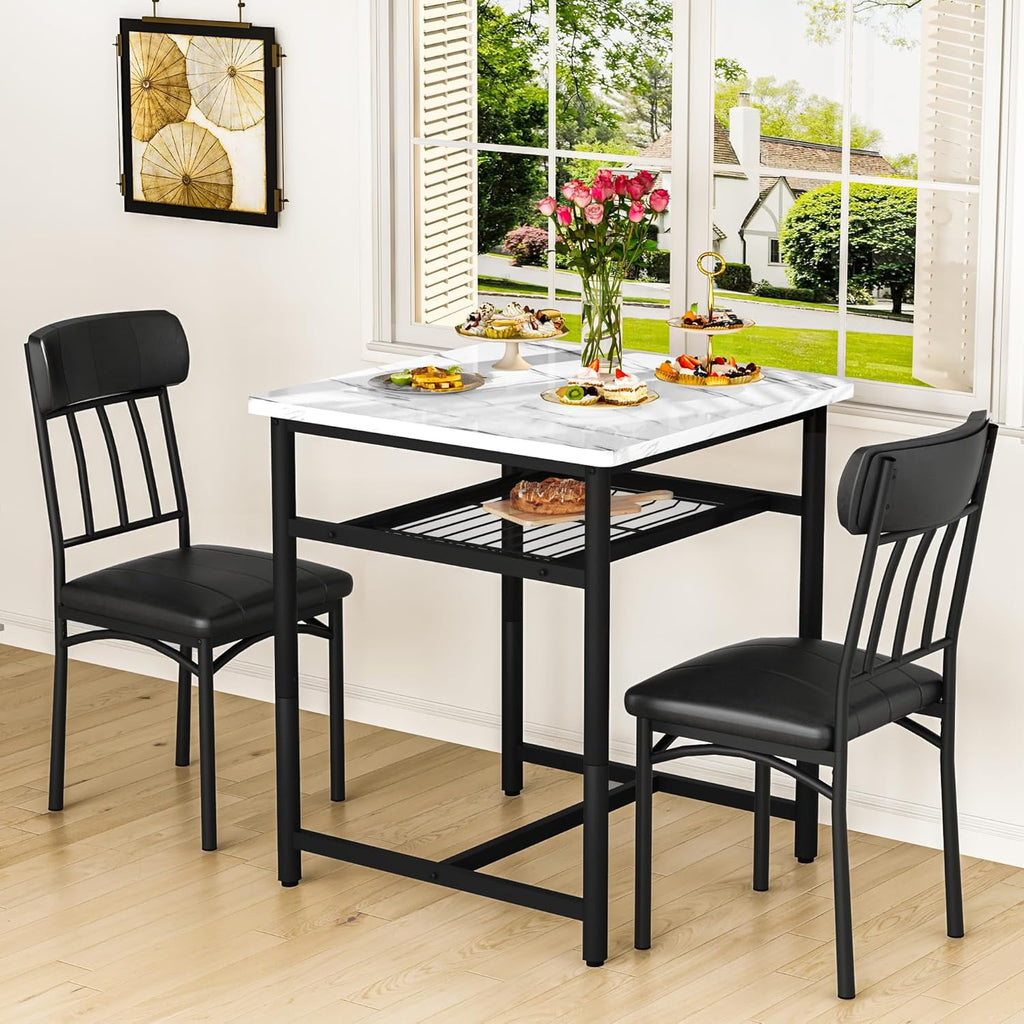 Lamerge 4 Person Dining Table Set, Wooden Dining Table 5 Piece Set with 4 Oak Metal Frame Chairs, Space Saving, Suitable for Apartments, Small Spaces, Kitchens, Breakfast Corners, Espresso Wood C