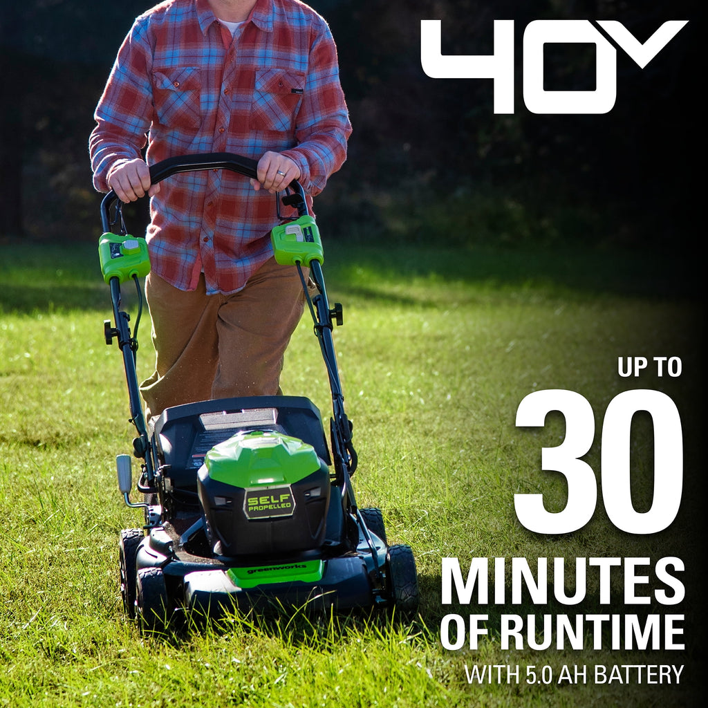 Greenworks 40V 21 Brushless Self Propelled Lawn Mower with 5.0 Ah Battery and Charger 2516402