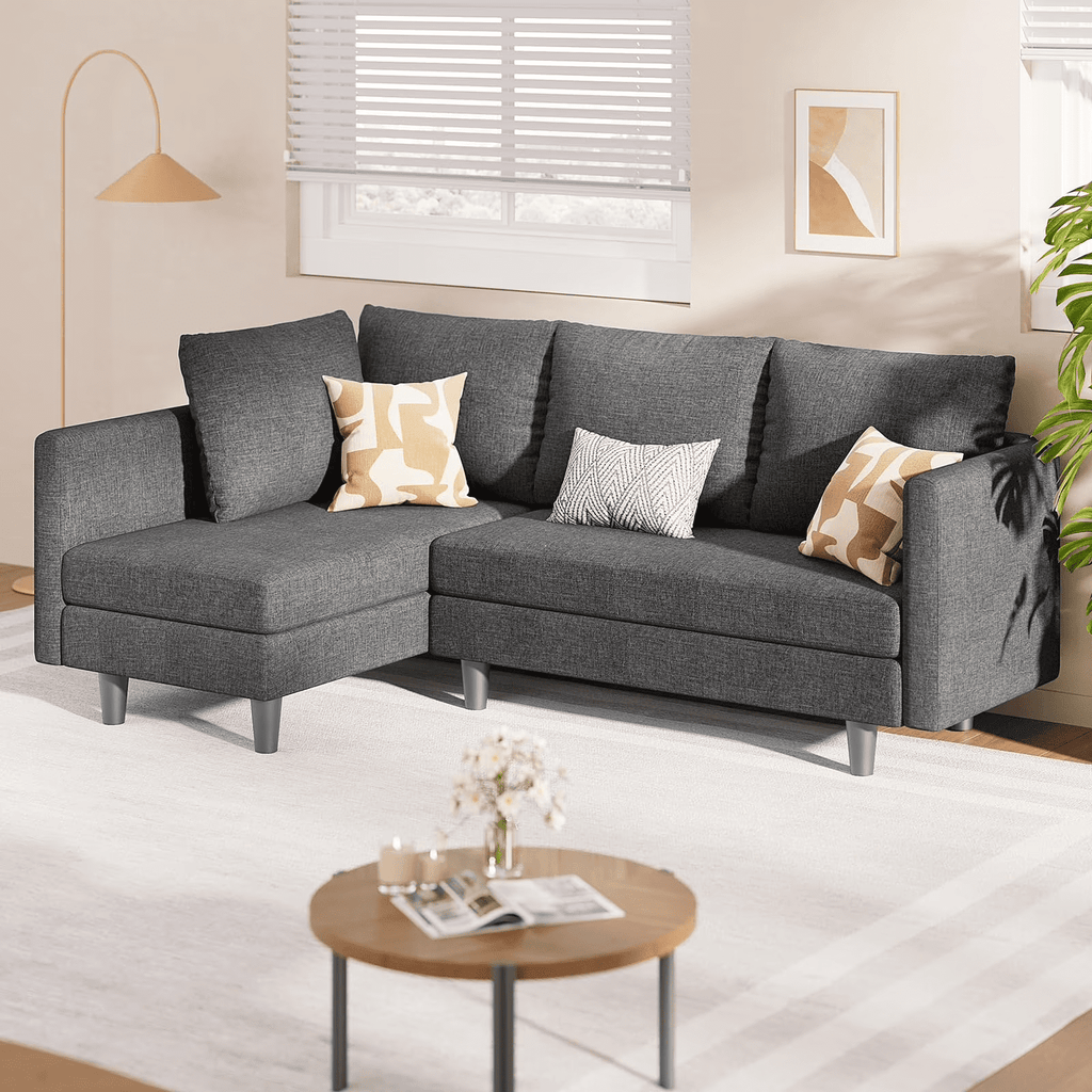 Comfortable Sofa Couch, Lofka L Shaped Foam Couch for Office, Living Room, Green