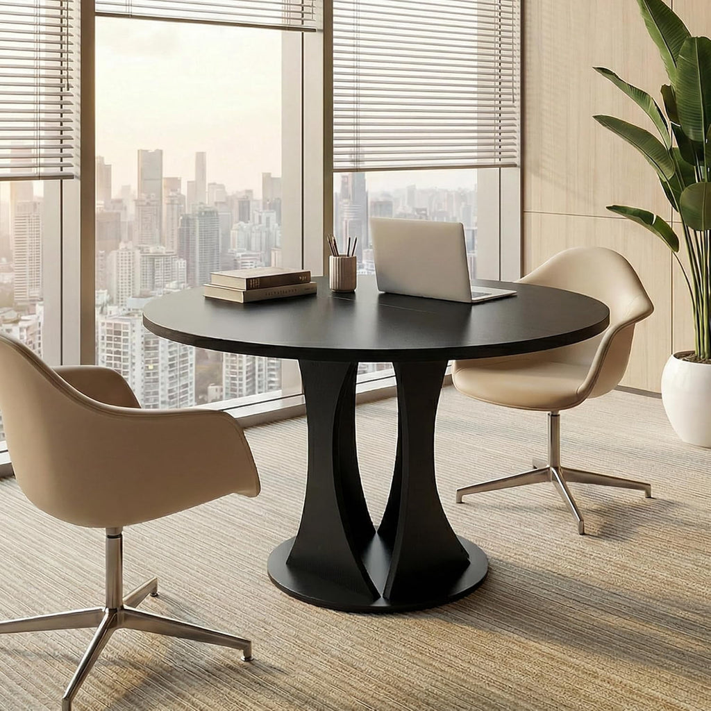 Virans 43.3-59 Extendable Round Dining Table for 6-8,Kitchen Table with MDF,Modern Dinner Table for Dining Rooms,Living Rooms,Walnut