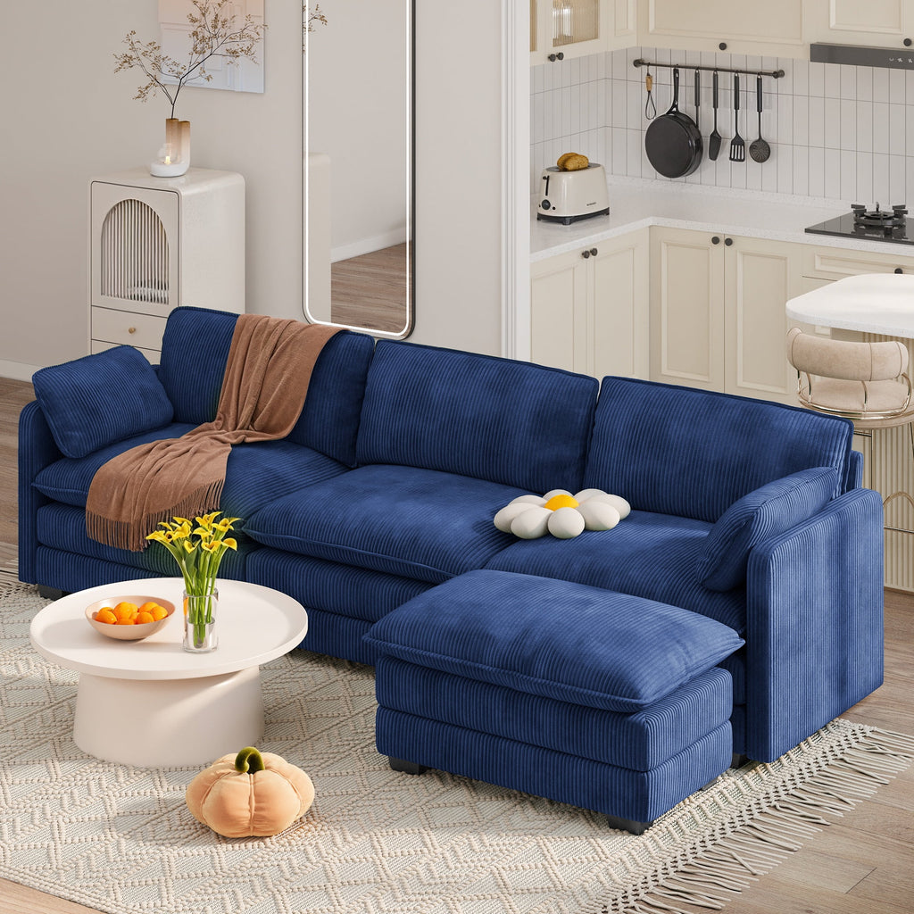 Asofer 31 Cloud Accent Sofa With Washable Cover, Single Corduroy Chair with Deep Seat Upholstered Cushion for Apartment,Dark gray