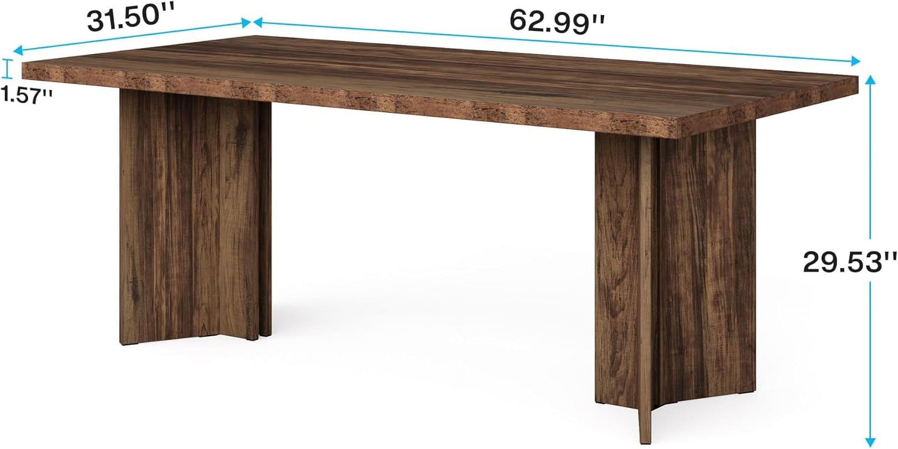 Tribesigns 63 Dining Room Table for 4-6, Wood Rustic Dinner Table for Kitchen, Dark Brown