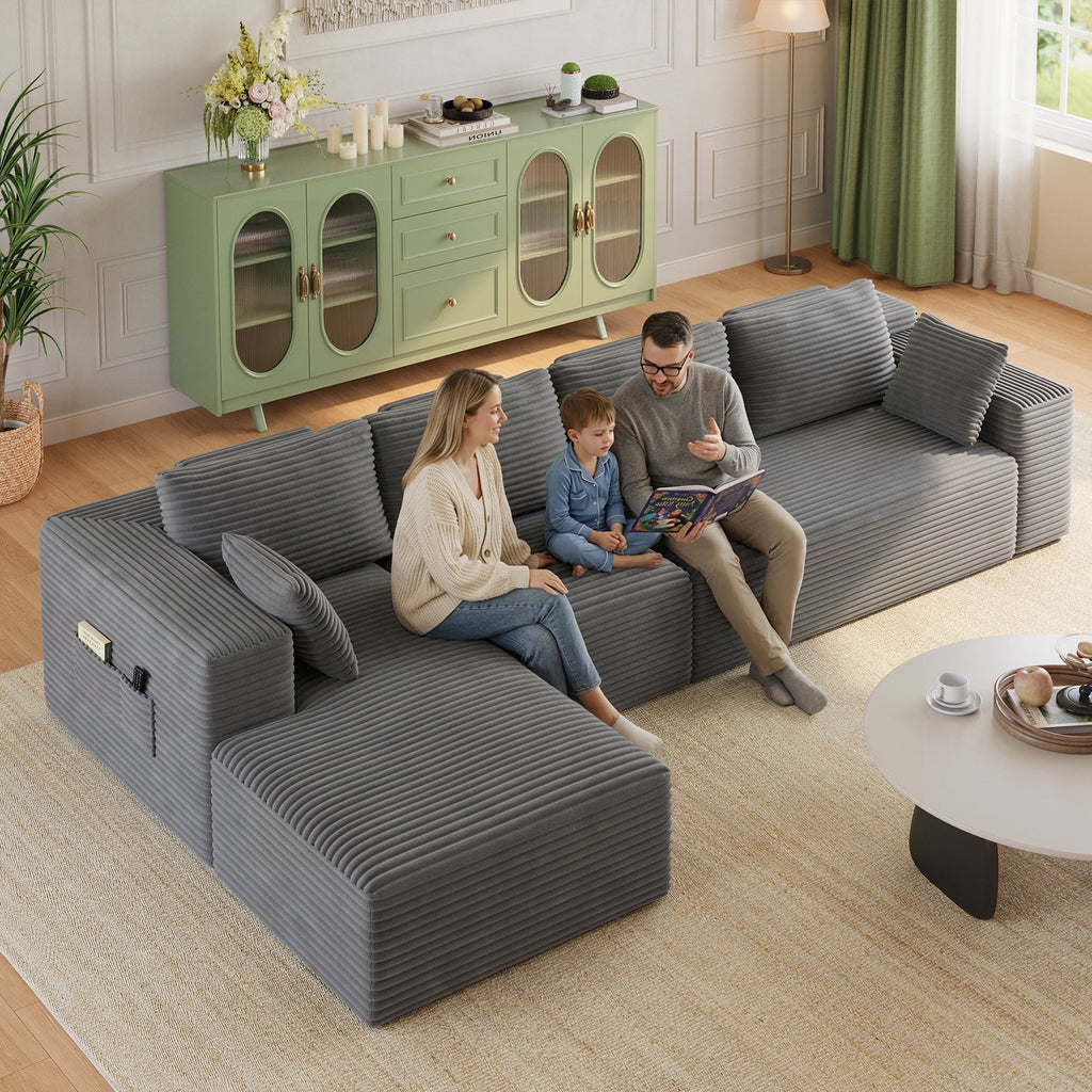 Comfortable Sofa Couch, Lofka L Shaped Foam Couch for Office, Living Room, Green