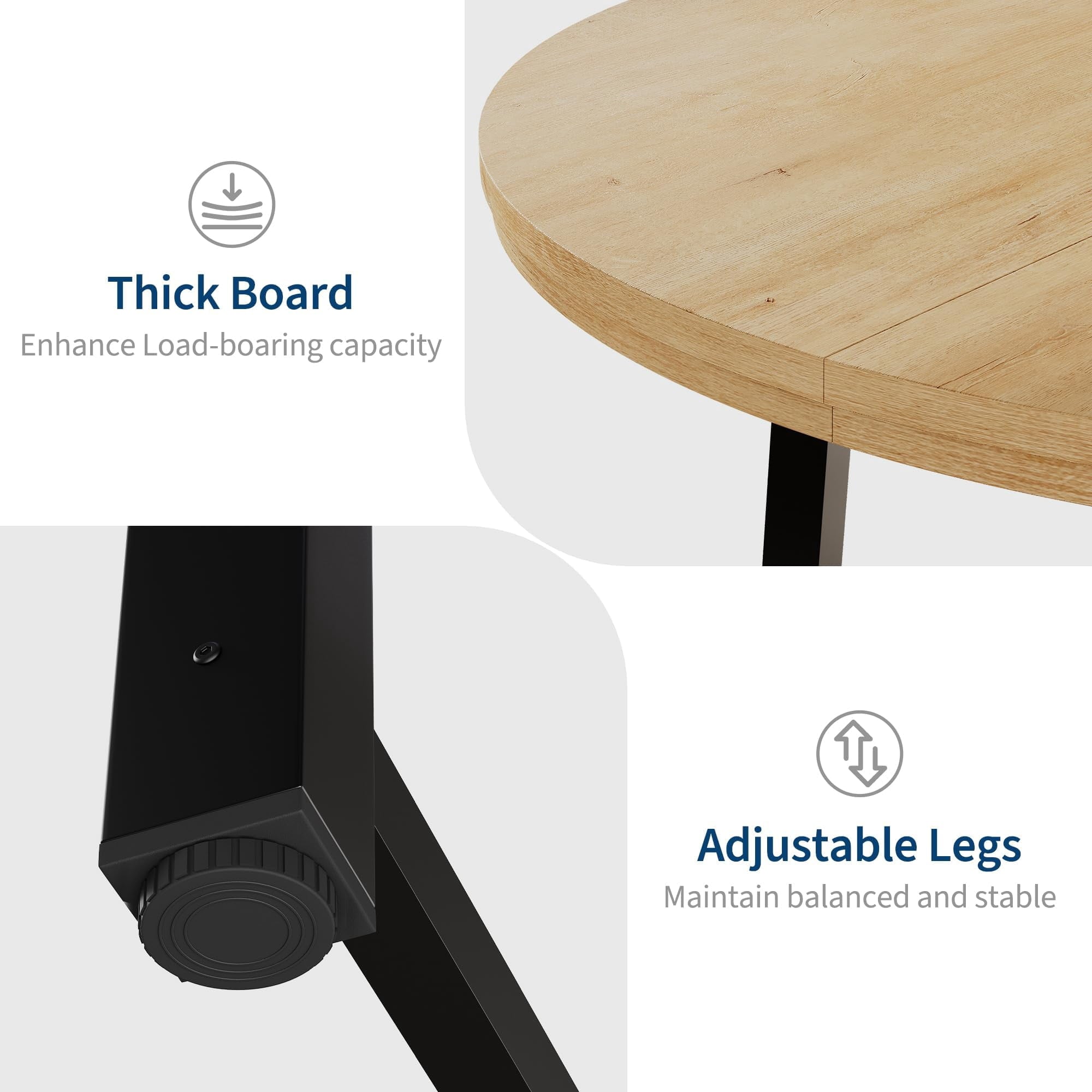 31.5 Round Dining Table for 4 People, Modern Wood Circle Kitchen Table with Sturdy Industrial Metal Frame, Small Space Saving Dining Room Table for Apartment & Breakfast Nook, (No Chairs), Walnut