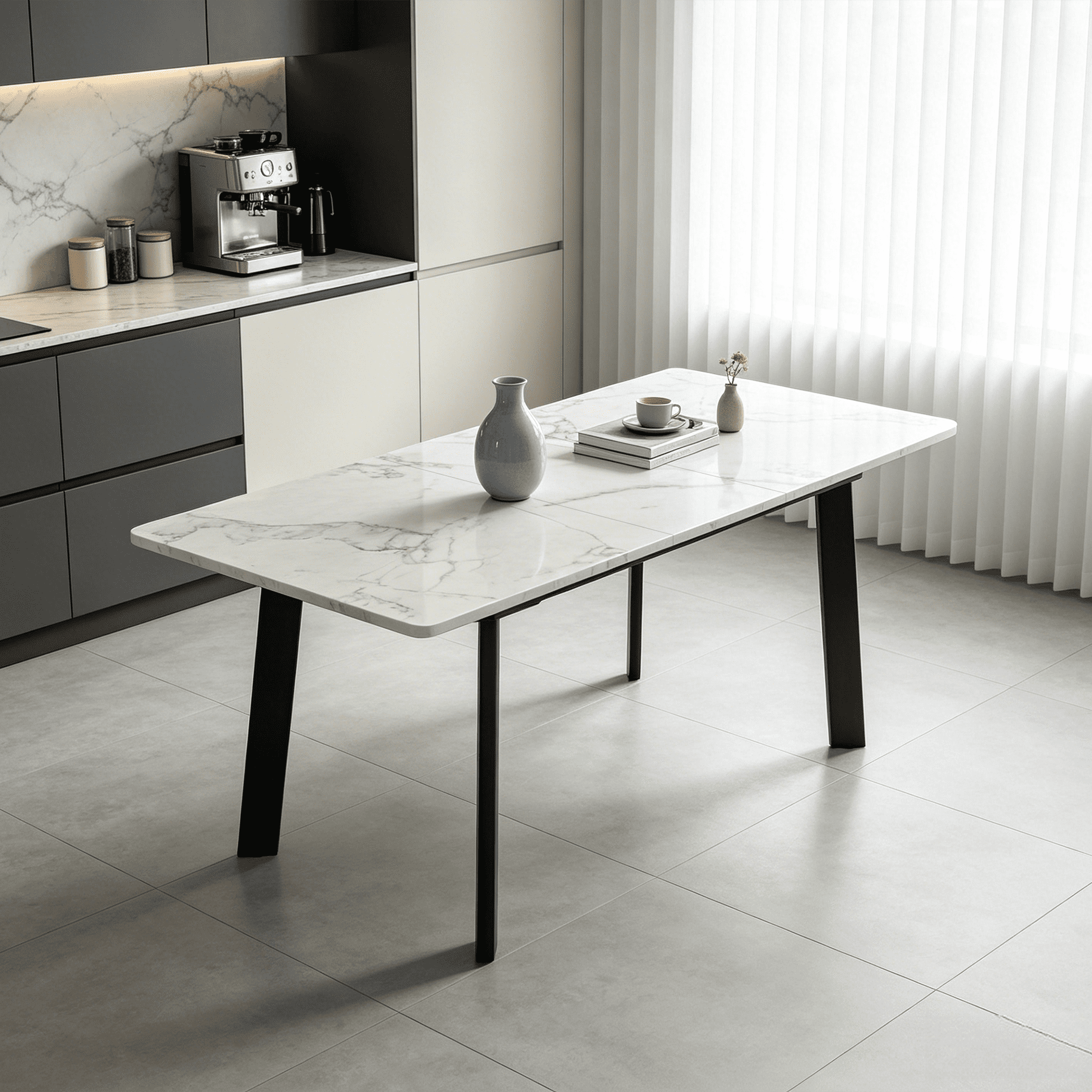 63.2-78.2 Extendable Dining Room Table,Modern MDF Dining Table Set for 4-8,Space Saving Dining Room Table Compact for Living Room, Apartment