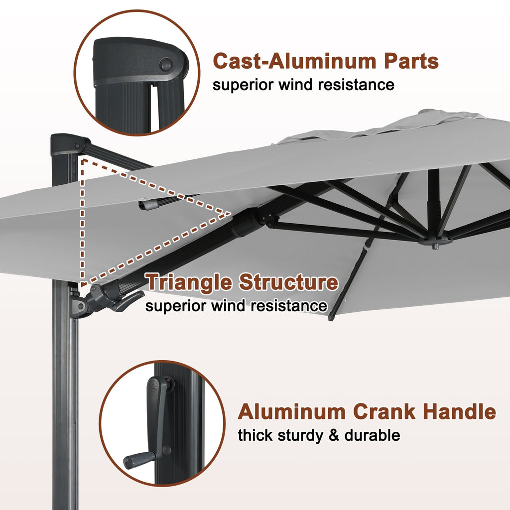 Mondawe 10x10ft Patio Umbrella Outdoor Square Large Cantilever Windproof Offset and Heavy Duty Sun Umbrella for Garden Deck Pool, Red