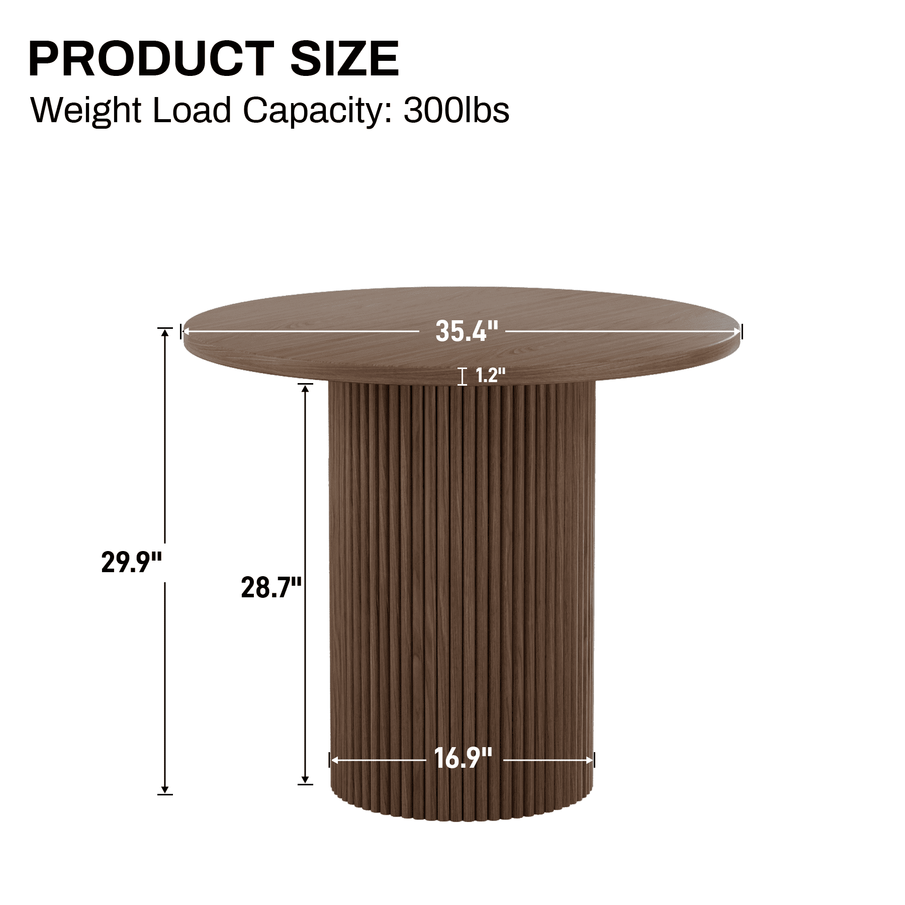 Rophefx 35.4 Solid Wood Round Dining Table with Handcrafted Relief Pedestal,Circle Dining Table,Natural