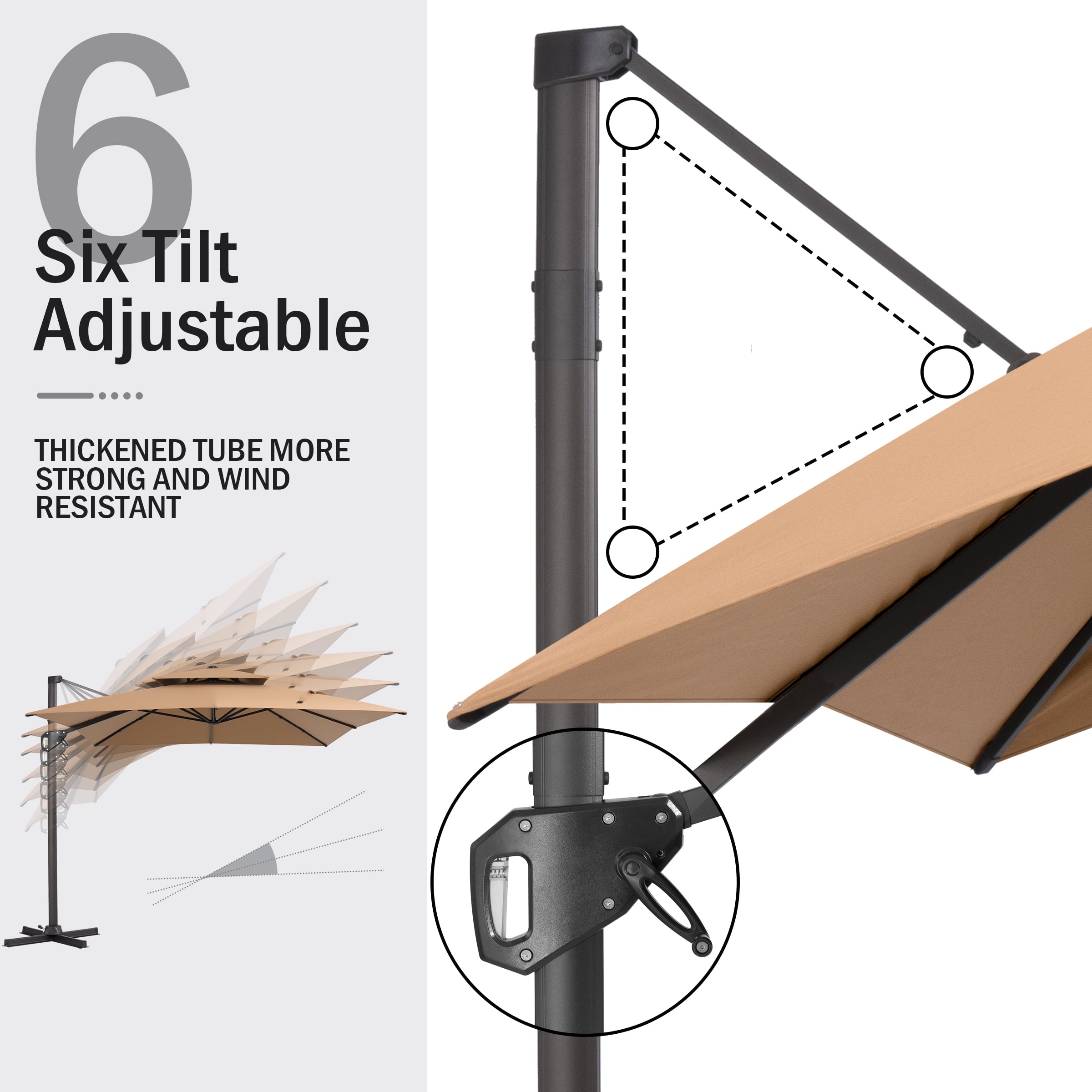 Pellebant 9' X 11' Patio Umbrella Outdoor Rectangle Umbrella Large Cantilever Umbrella Windproof Offset Heavy Duty Sun for Garden Deck Pool Patio