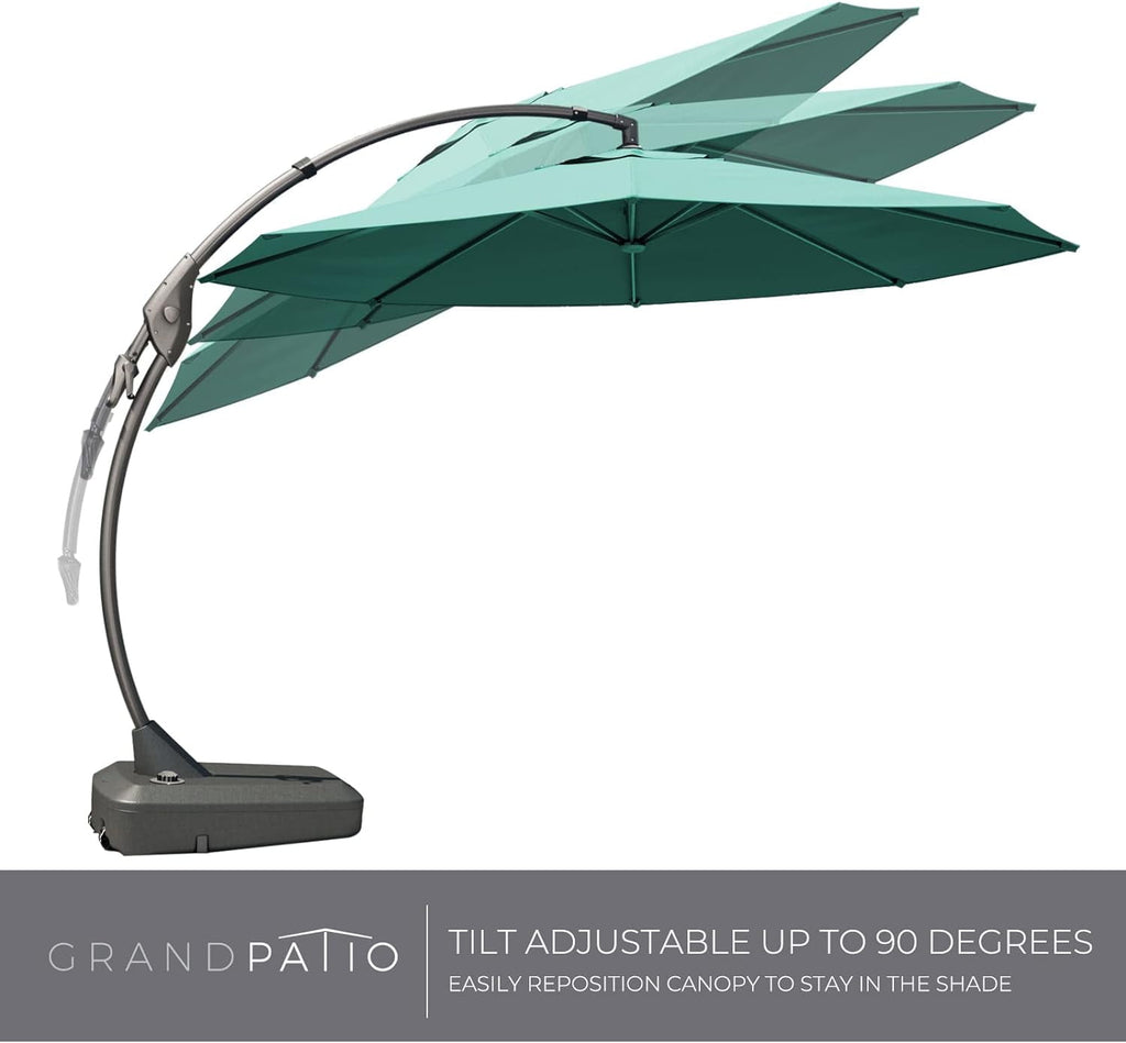 GRANDPATIO 12 ft Deluxe Aluminium Patio Umbrella with Base, Large Offset Outdoor Umbrella, Navy Blue