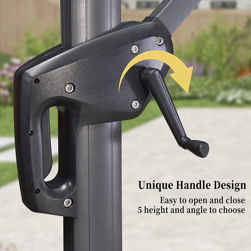 PURPLE LEAF 10x10 Ft Cantilever Umbrella Square Outdoor Patio Umbrella Large Offset Hanging Umbrella Aluminum Umbrella with 360°Rotation Adjustable Garden Pool Umbrella,Gray