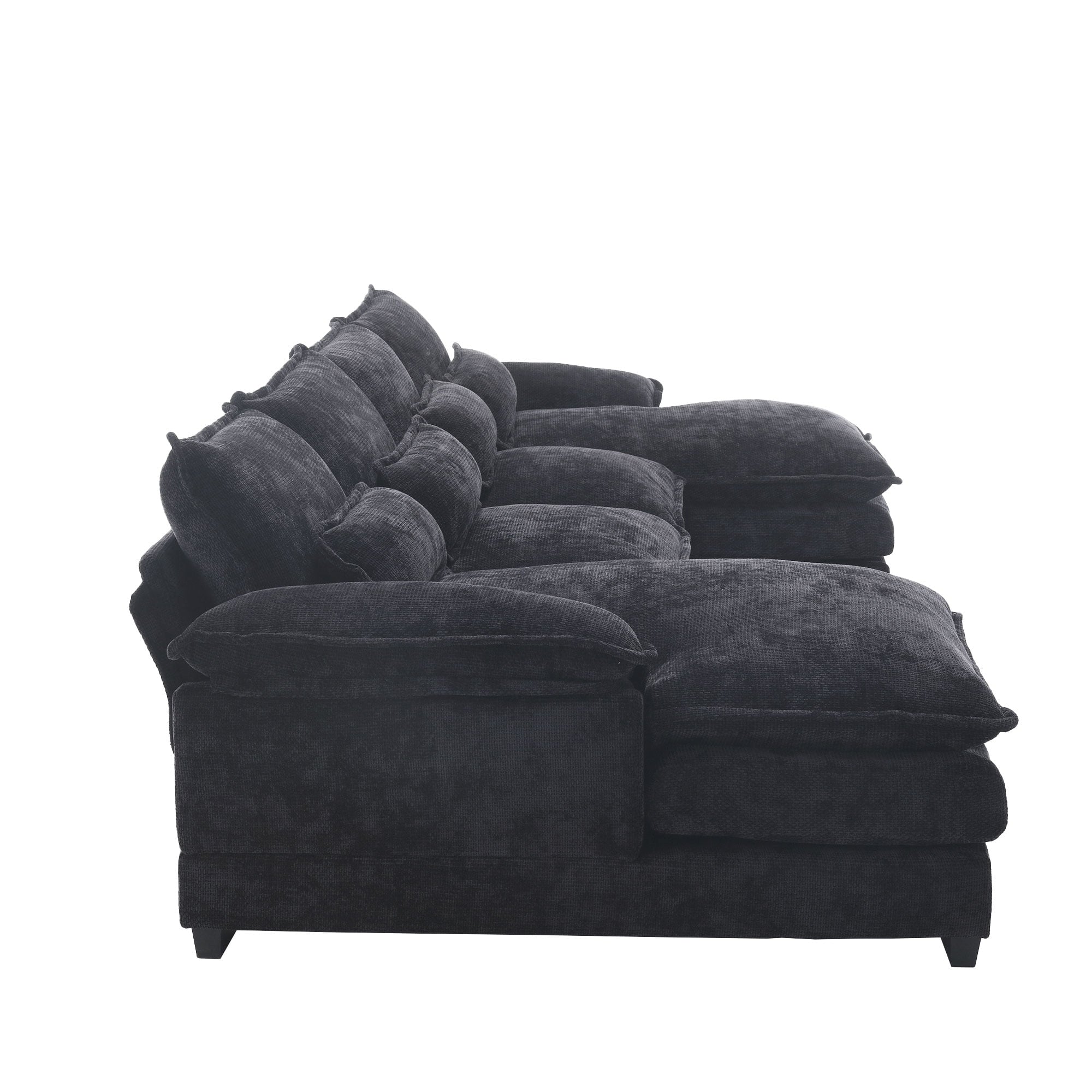 JONPONY109.45 U Shaped Couch,Oversized 4 Seat Sectional with 4 Waist Pillows, Convertible Upholstery Symmetrical Sofá,Sleeper Sofa Couch with Double Chaise Lounge &Memory Foam for Living Room, Beige