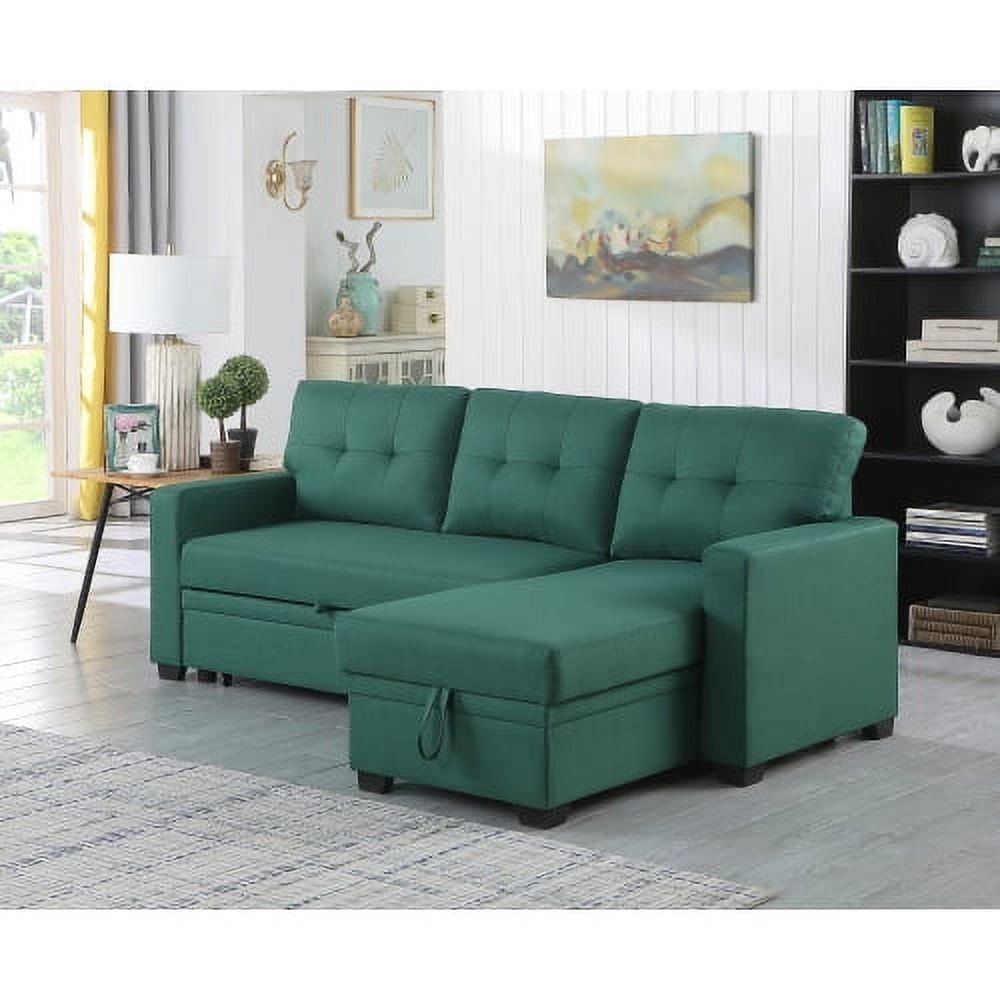 BSHTI L-Shaped Pull-Out Sleeper Sofa Bed with Storage Chaise, 3-Seater Convertible Corduroy Sectional Couch, Solid Wood & Iron Frame, Black