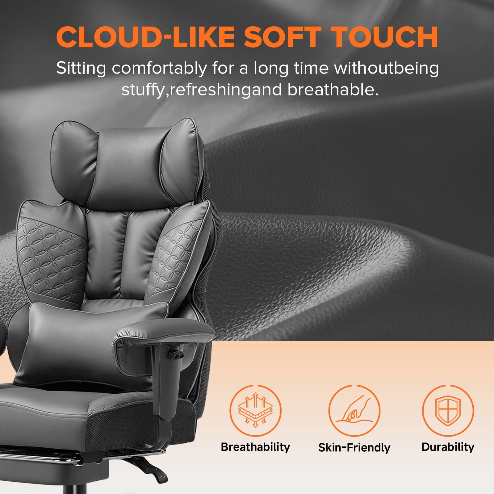 CloudRest Pro 400lbs Executive heavy duty office chair, High Back Ergonomic Computer Desk Chairwith Lumbar Back Support, Black