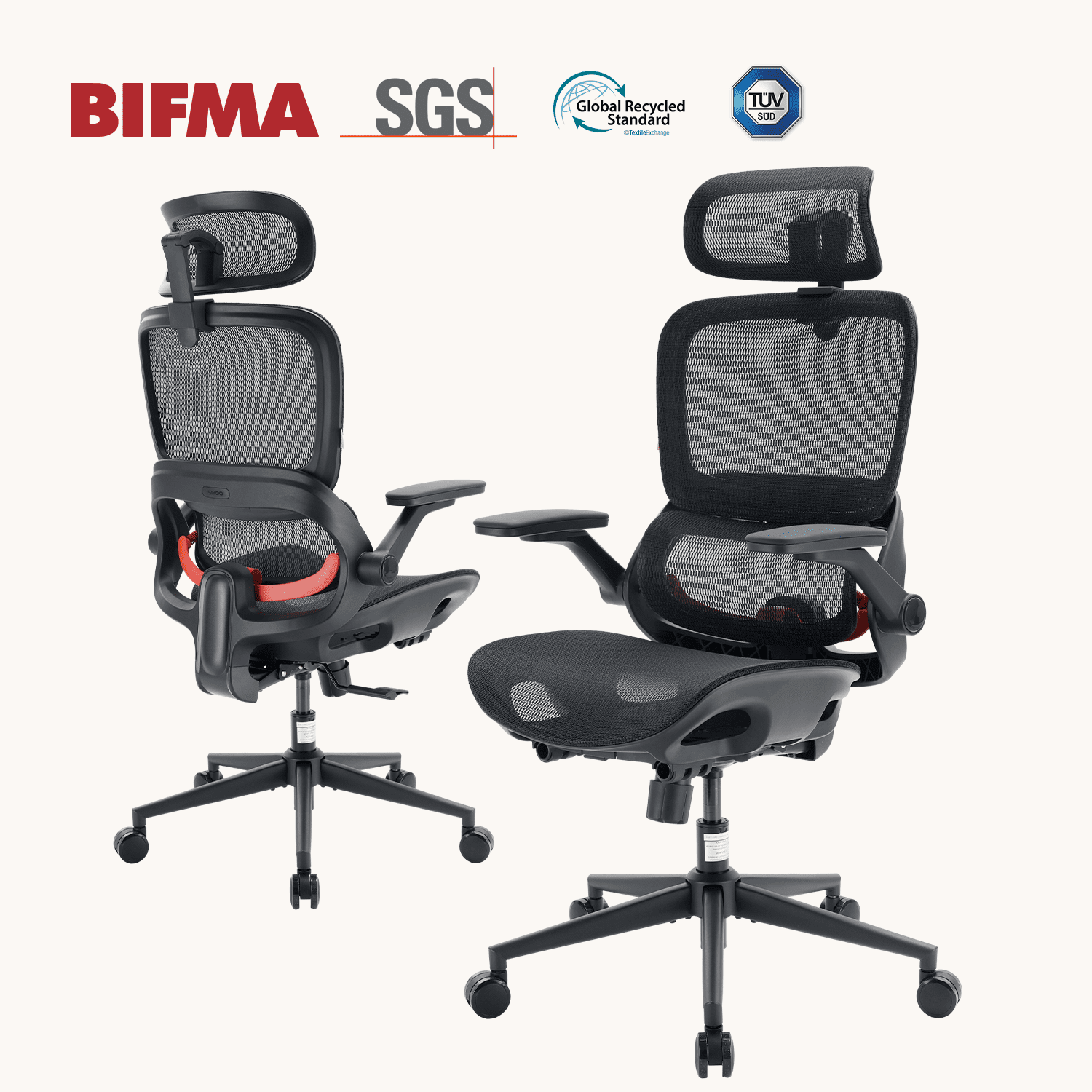 SIHOO B100 Pro Ergonomic Office Chair, Adaptive Elastic Lumbar Desk Chair, 4D Arms & 3D Ultra-Wide Headrest Computer Chair for Teenager, High Back Executive Chair for Home Office & Gaming, White
