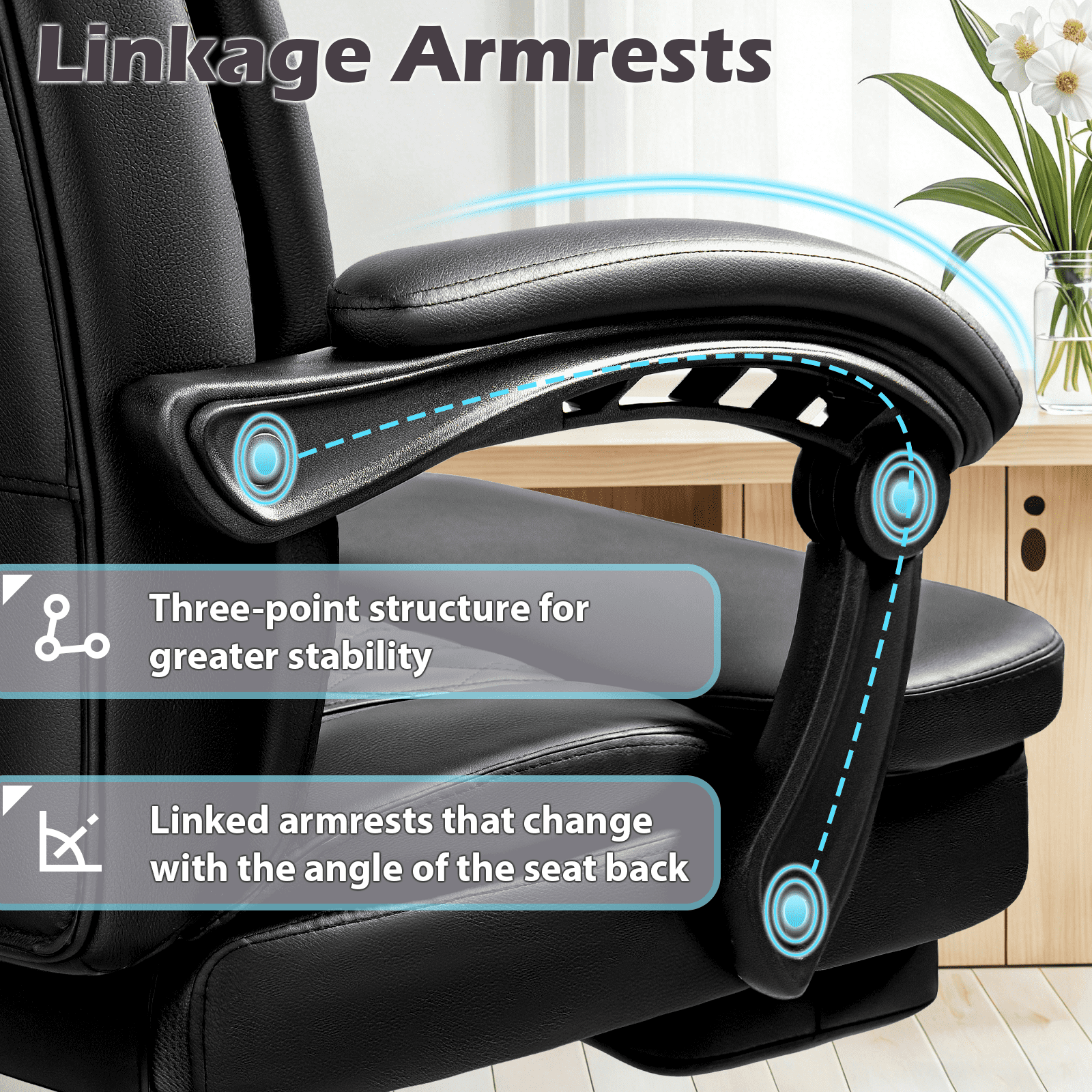 Waleaf Office Chair with Footrest,90-165°Reclining Ergonomic High Back Computer Desk Chair Lumbar Support for Home Office