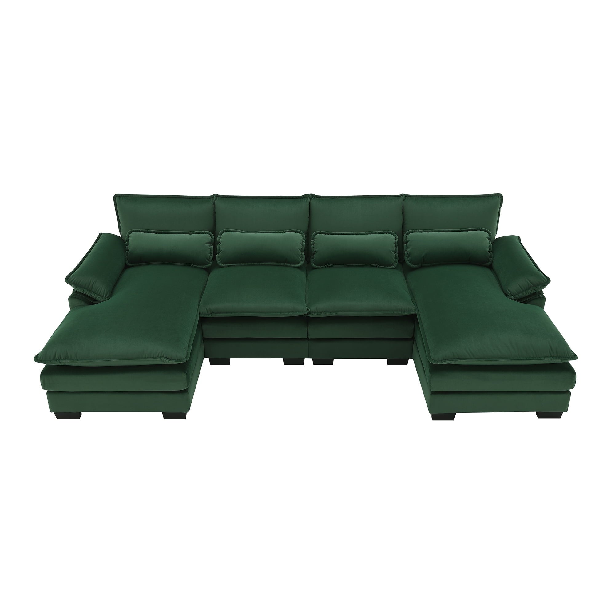 JONPONY109.45 U Shaped Couch,Oversized 4 Seat Sectional with 4 Waist Pillows, Convertible Upholstery Symmetrical Sofá,Sleeper Sofa Couch with Double Chaise Lounge &Memory Foam for Living Room, Beige