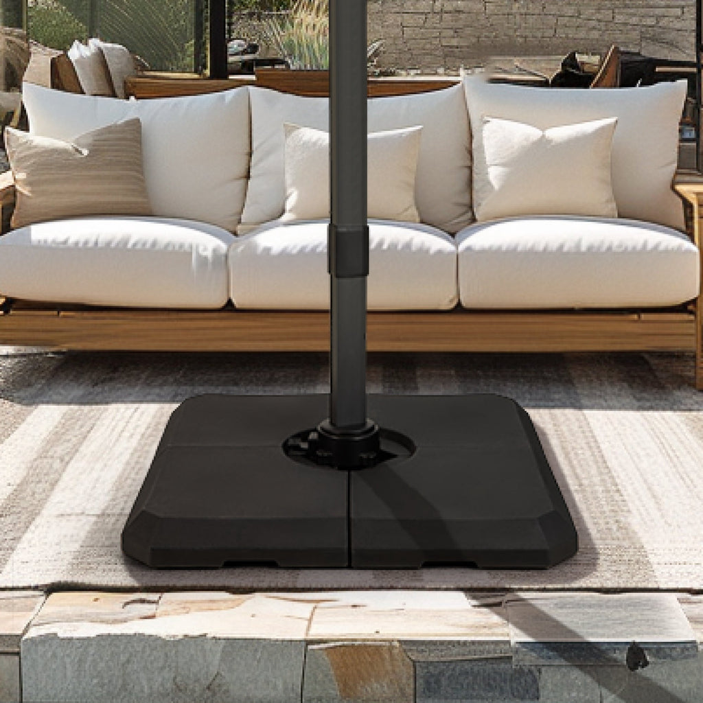 Alpha Joy 12x9ft Outdoor Patio Umbrella Large Rectangle Offset Cantilever Double Umbrella with 360°Rotation, Beige