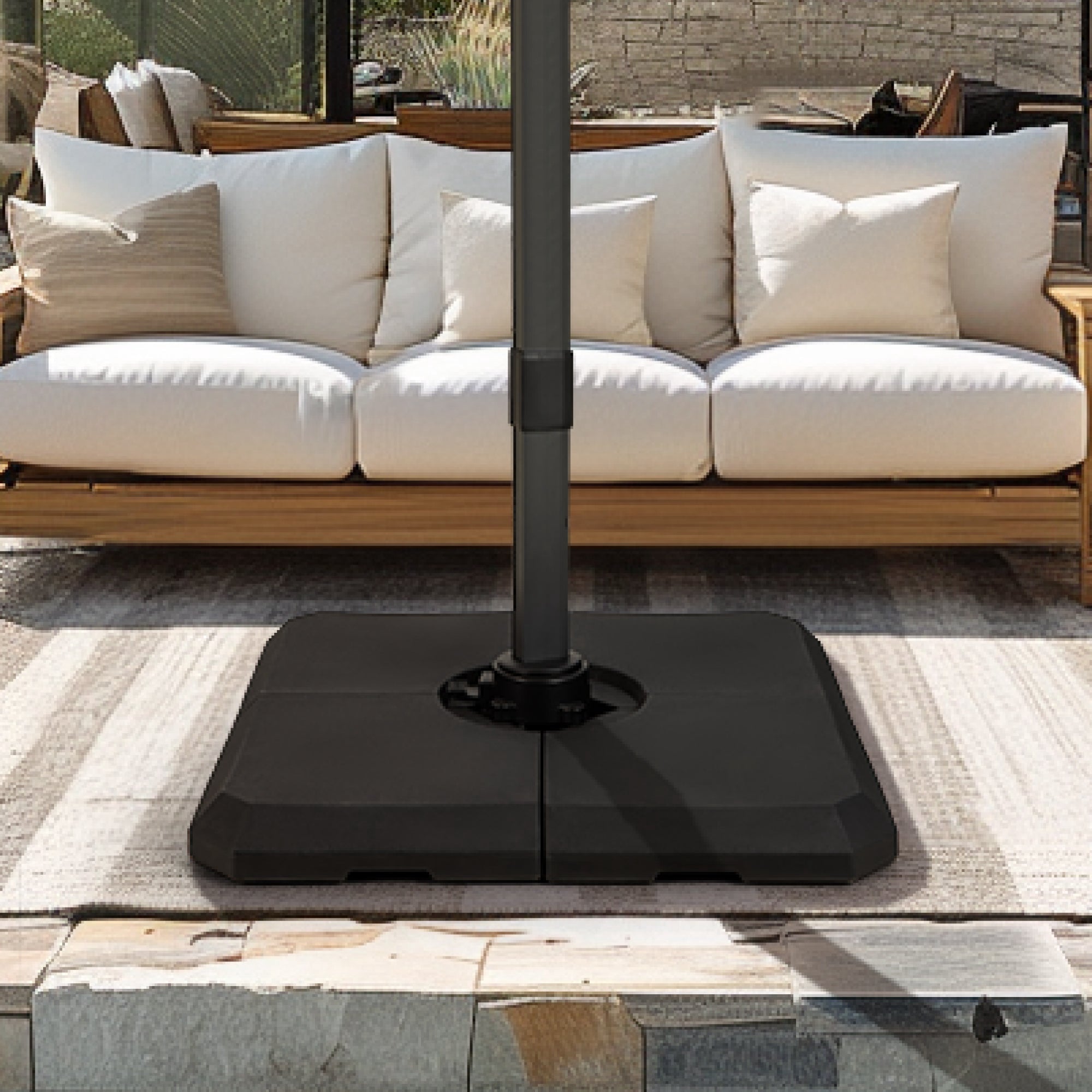 Alpha Joy 12x9ft Outdoor Patio Umbrella Large Rectangle Offset Cantilever Double Umbrella with 360°Rotation, Beige
