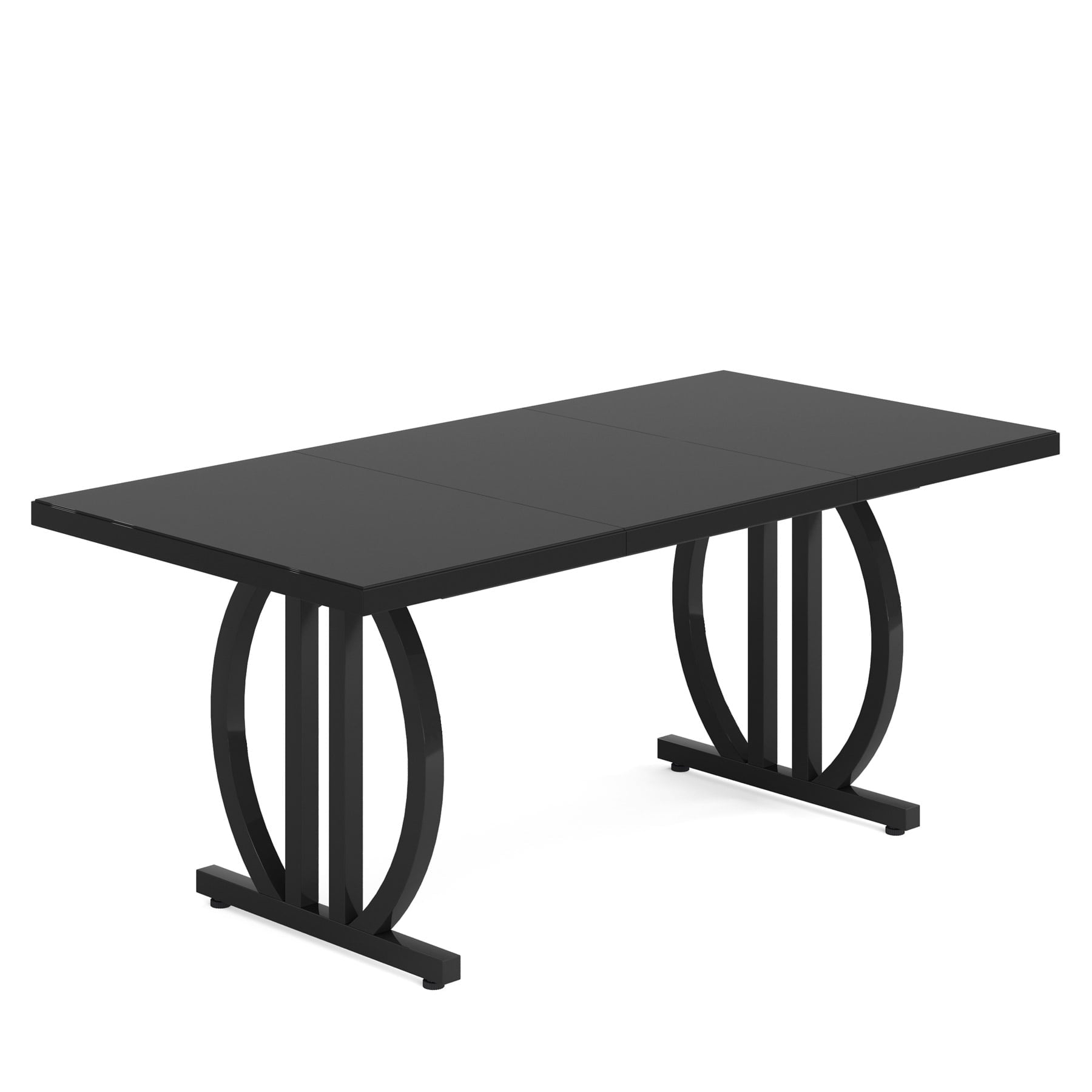 Fnova 63 Modern Dining Table for 6-8 People, Rectangular Kitchen Table with Sturdy Metal Frame, Dinner Table for Dining Room, Kitchen, Living Room, Home Office, Apartment