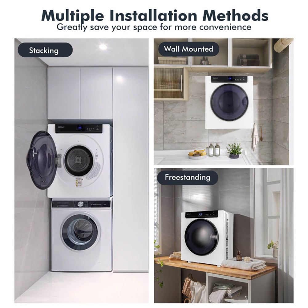 Spaco 2.6 Cu.ft Compact Clothes Dryer with Touch Panel and 2 Modes, Portable Dryer For Apartments, Home, Dorm