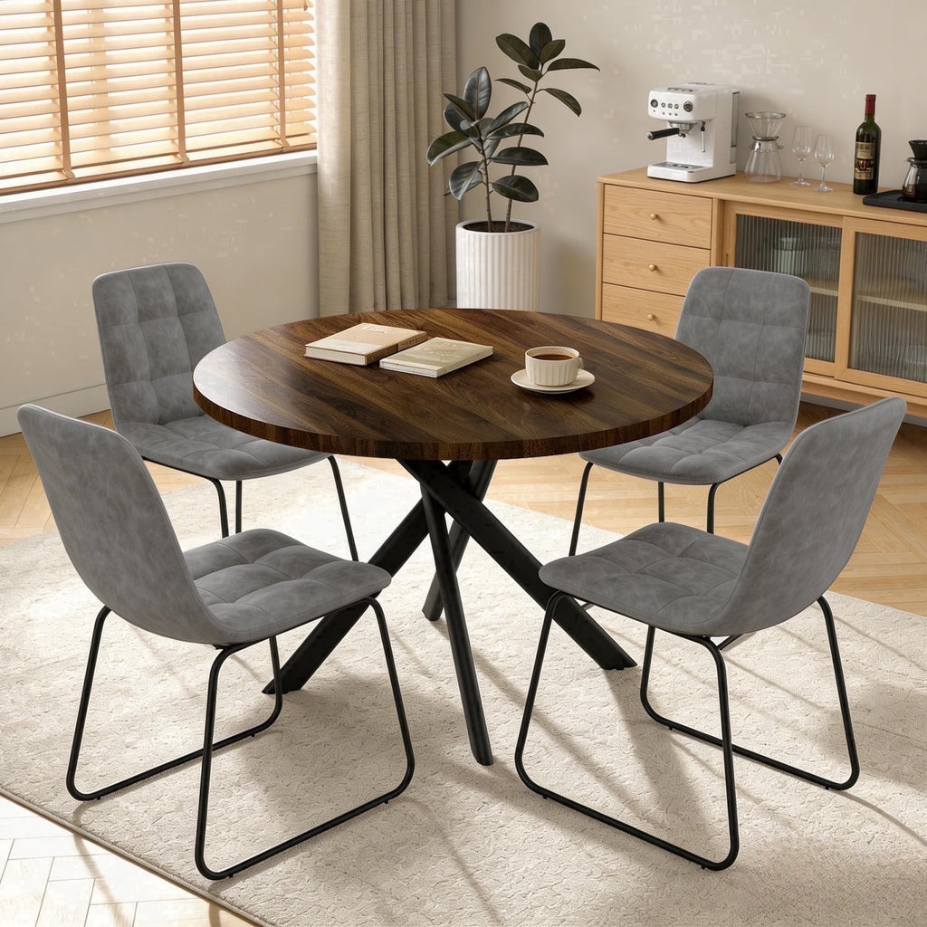 43.5 Round Dining Table for 4, Space Saving Kitchen Table with Metal Legs, Mid Century Modern Dining Table for Dining Living Room Apartment Small Space